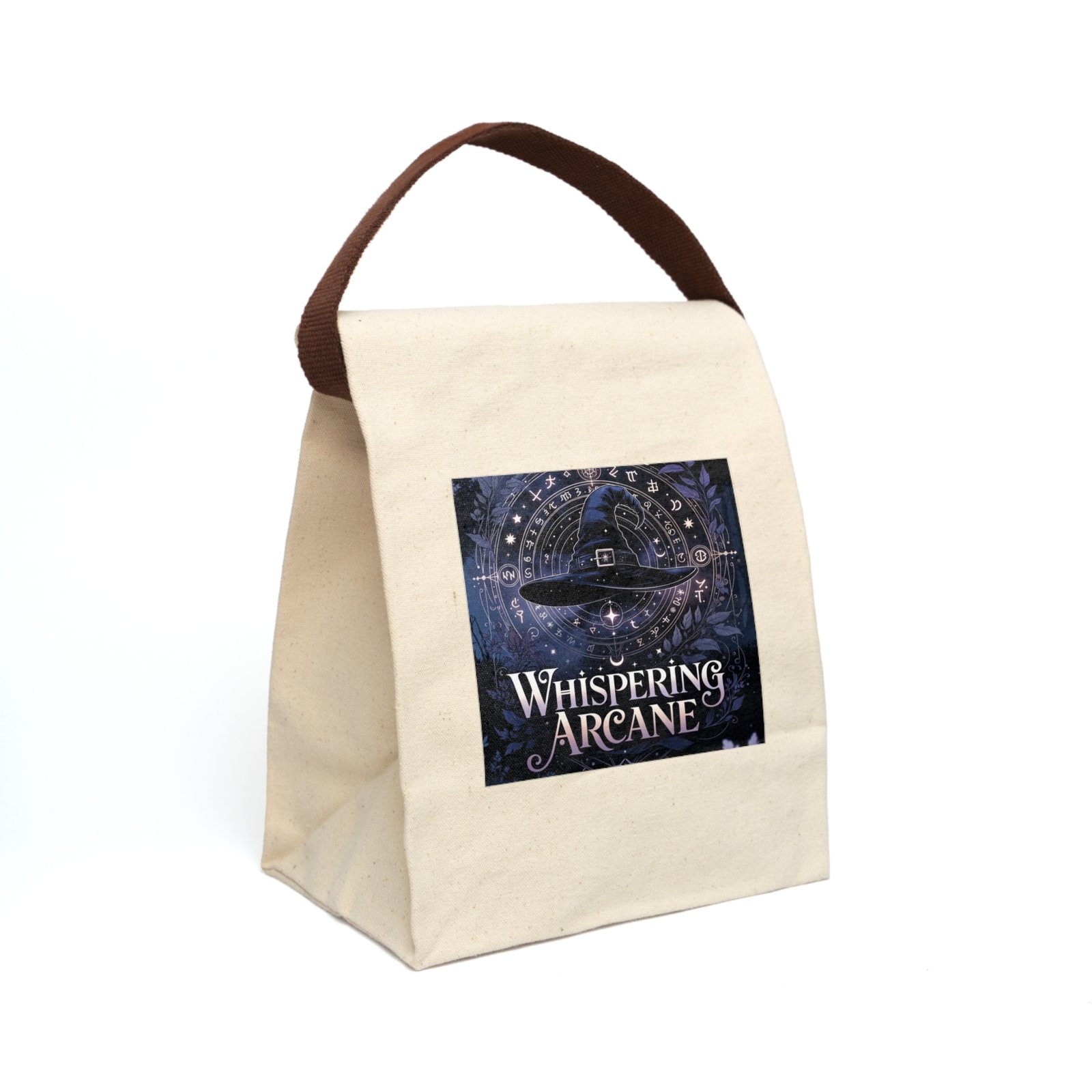 Whispering Arcane Canvas Lunch Bag — Mystical Wizardry Tote with Strap - Image 4
