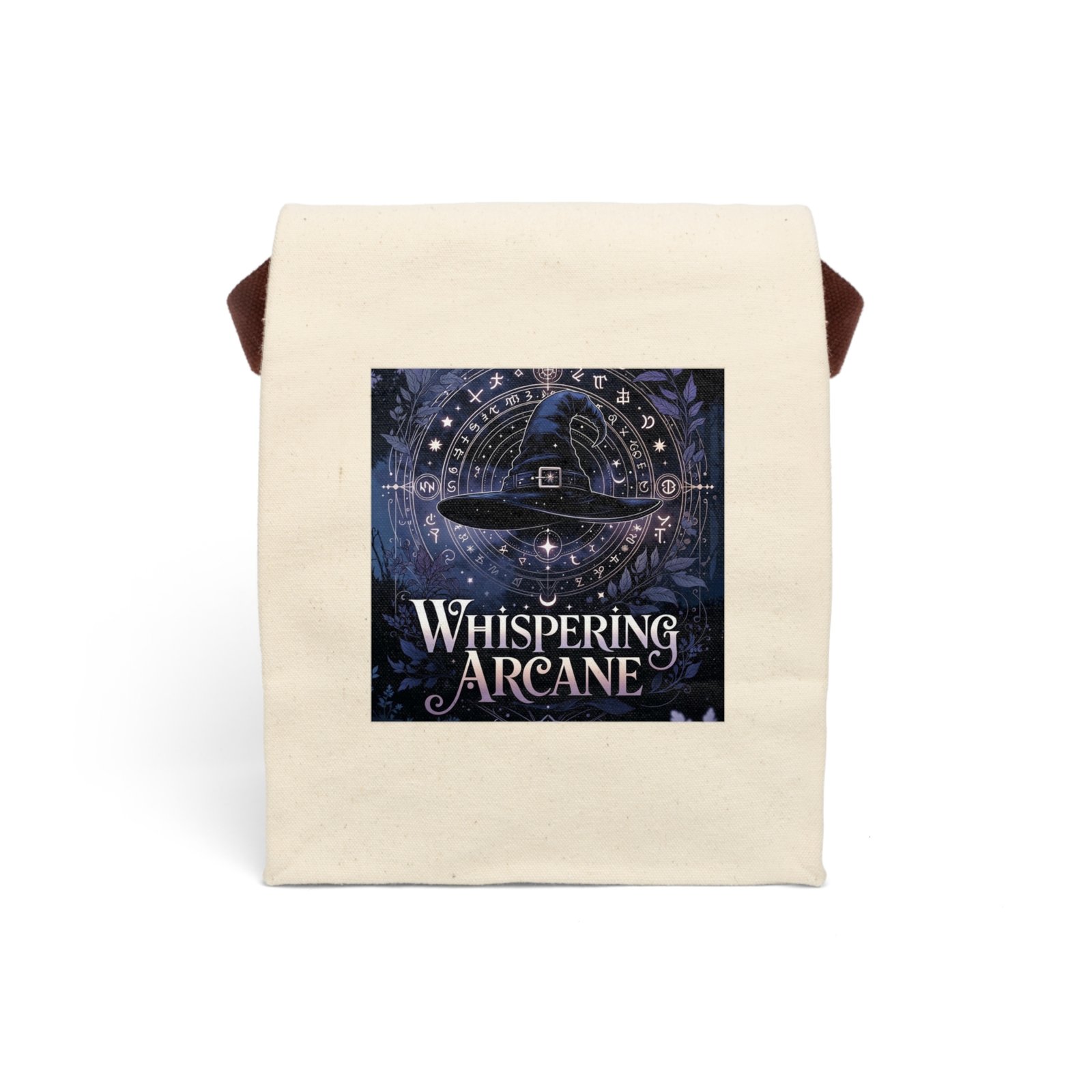 Whispering Arcane Canvas Lunch Bag — Mystical Wizardry Tote with Strap - Image 3