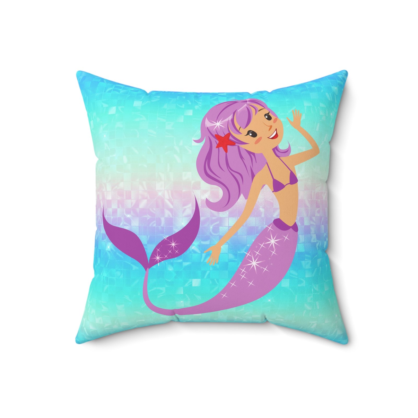 Mermaid Vibes Light Purple Tail Spun Polyester Square Pillow - Image 7