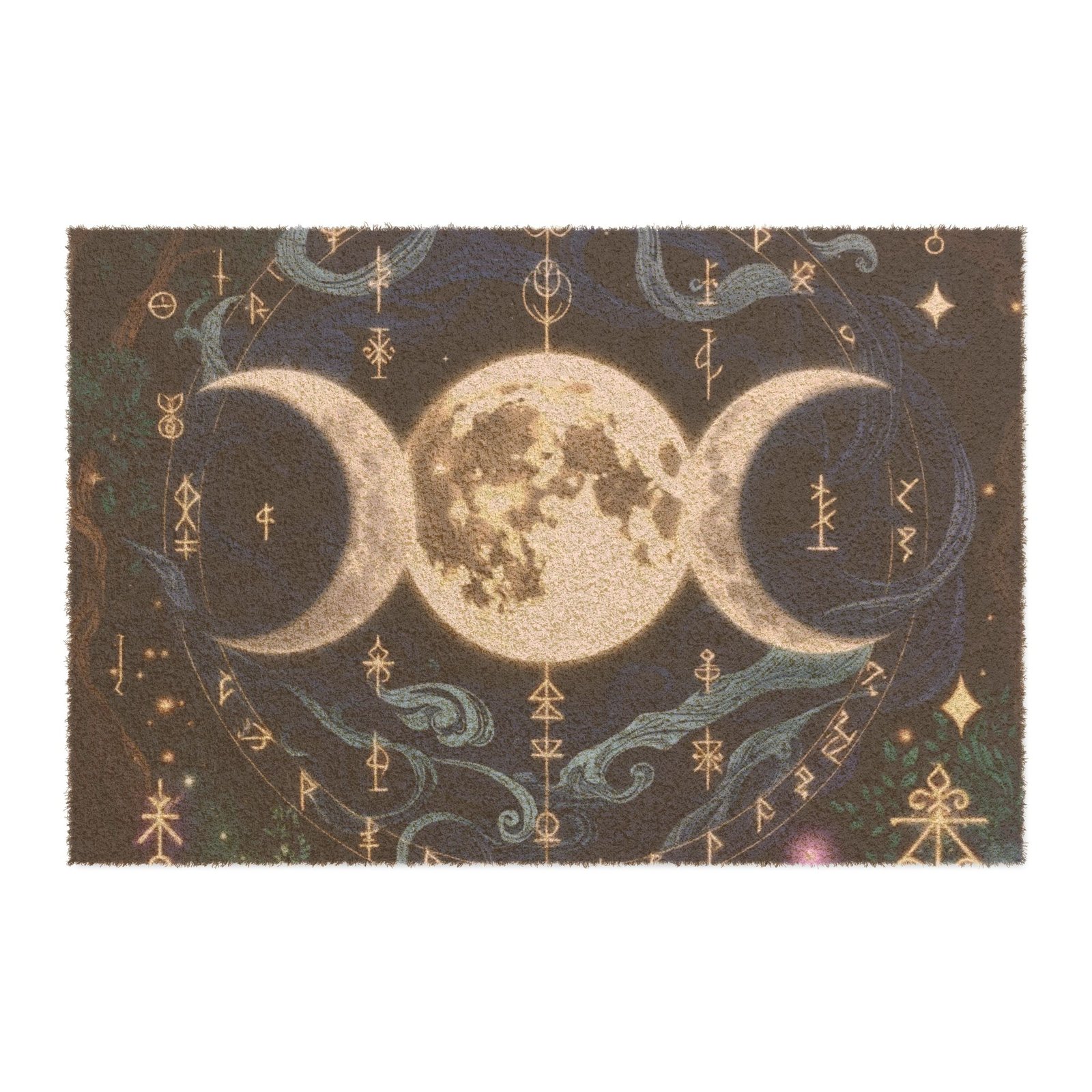 Triple Moon Welcome Doormat — Mystical Moon Phase Coir Mat - Image 3
