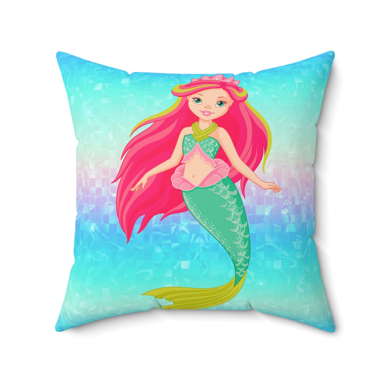 Mermaid pink green Spun Polyester Square Pillow - Image 10