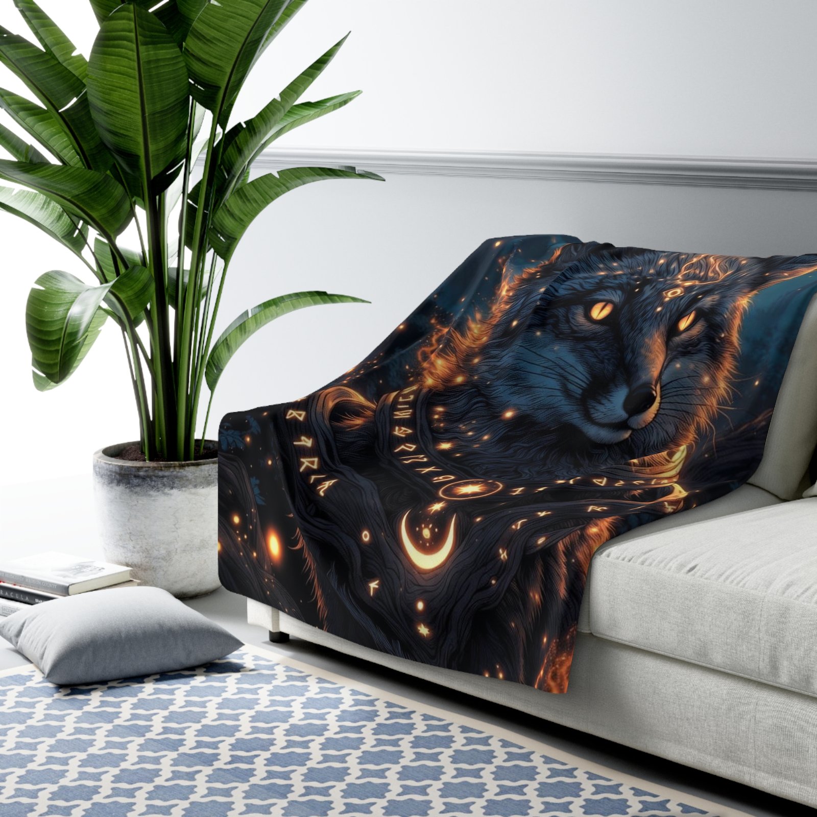 Mystic Fox Sherpa Blanket - Glowing Celestial Fox Fleece Throw - Image 7