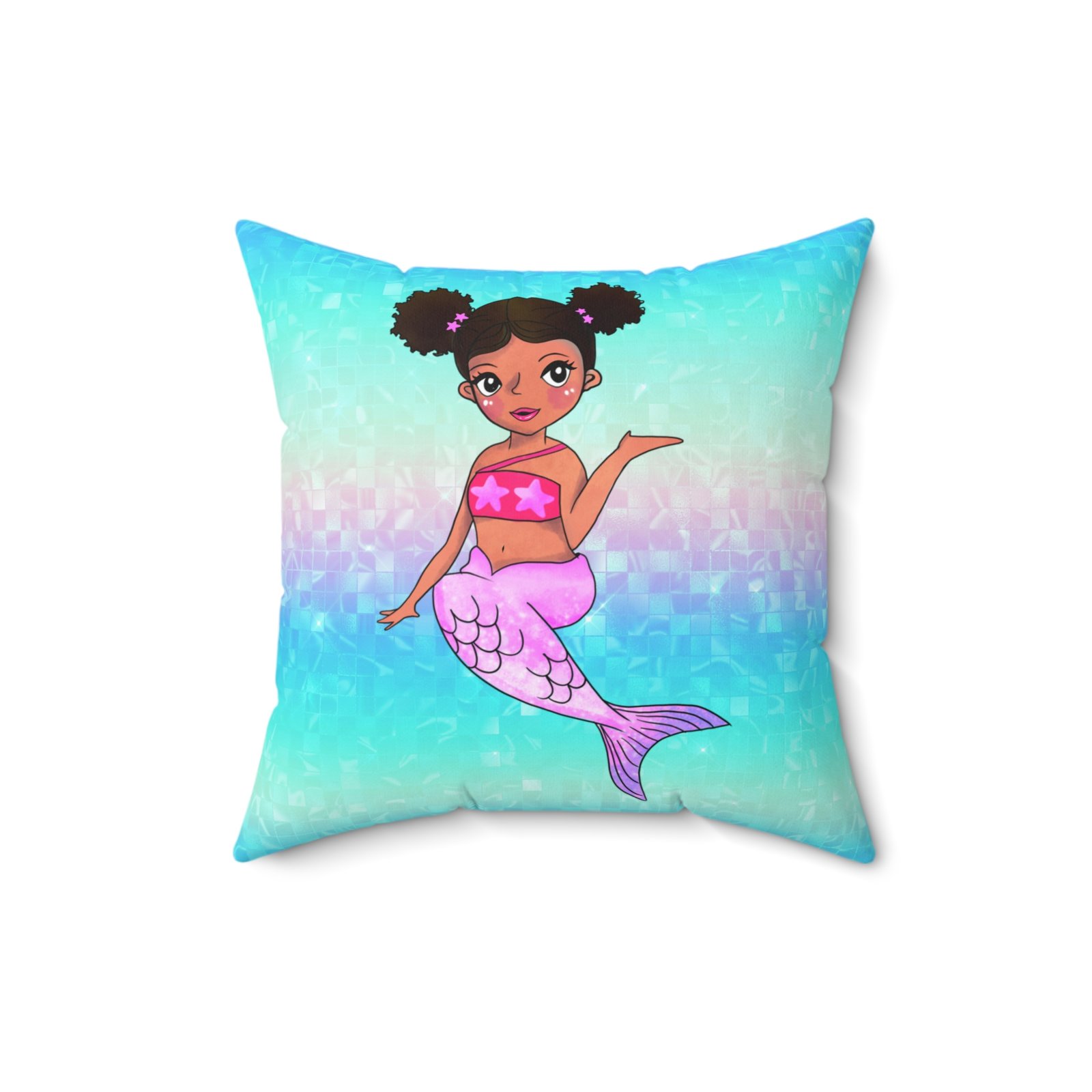 Mermaid Vibes Pink Tail Spun Polyester Square Pillow - Image 4