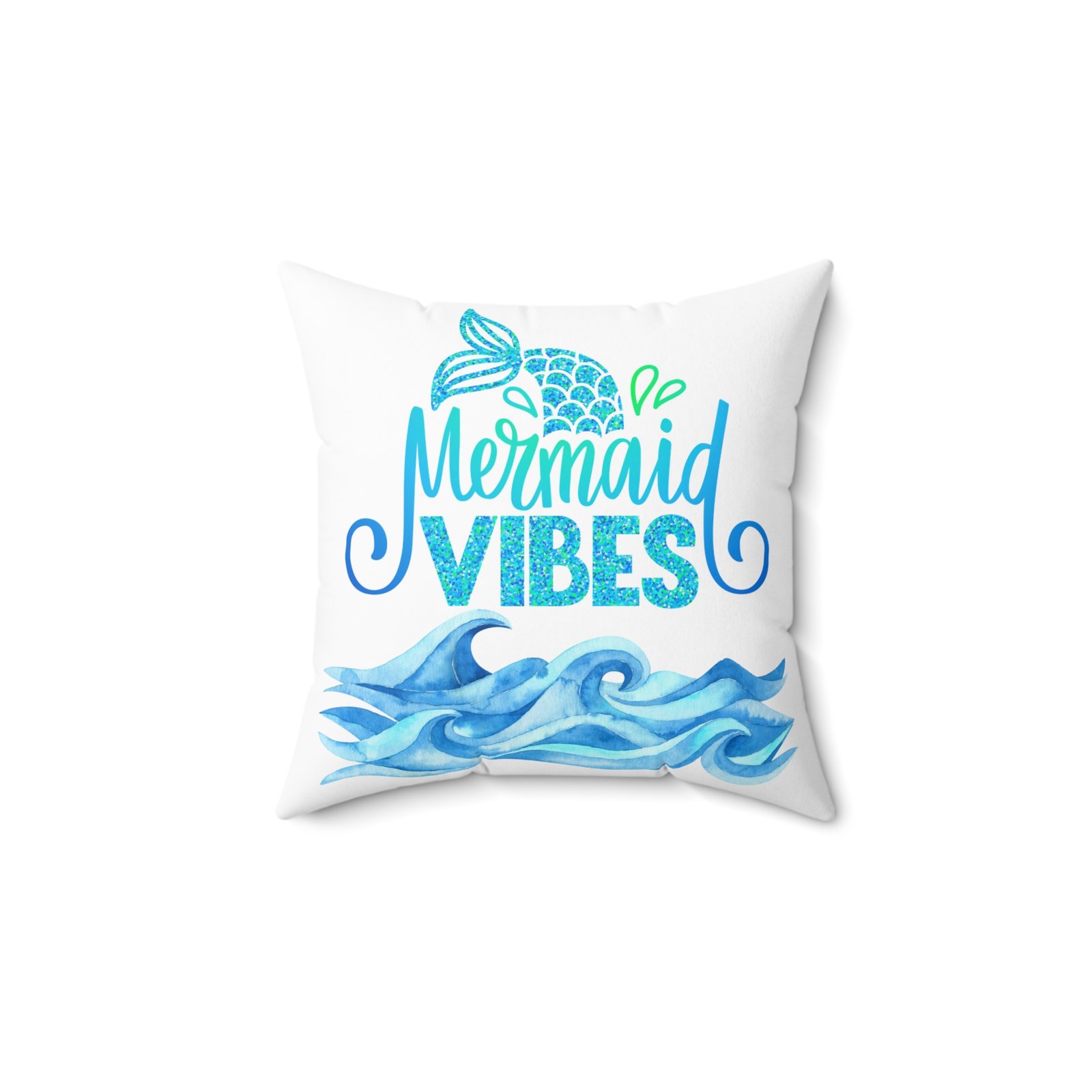 Mermaid pink green Spun Polyester Square Pillow - Image 2