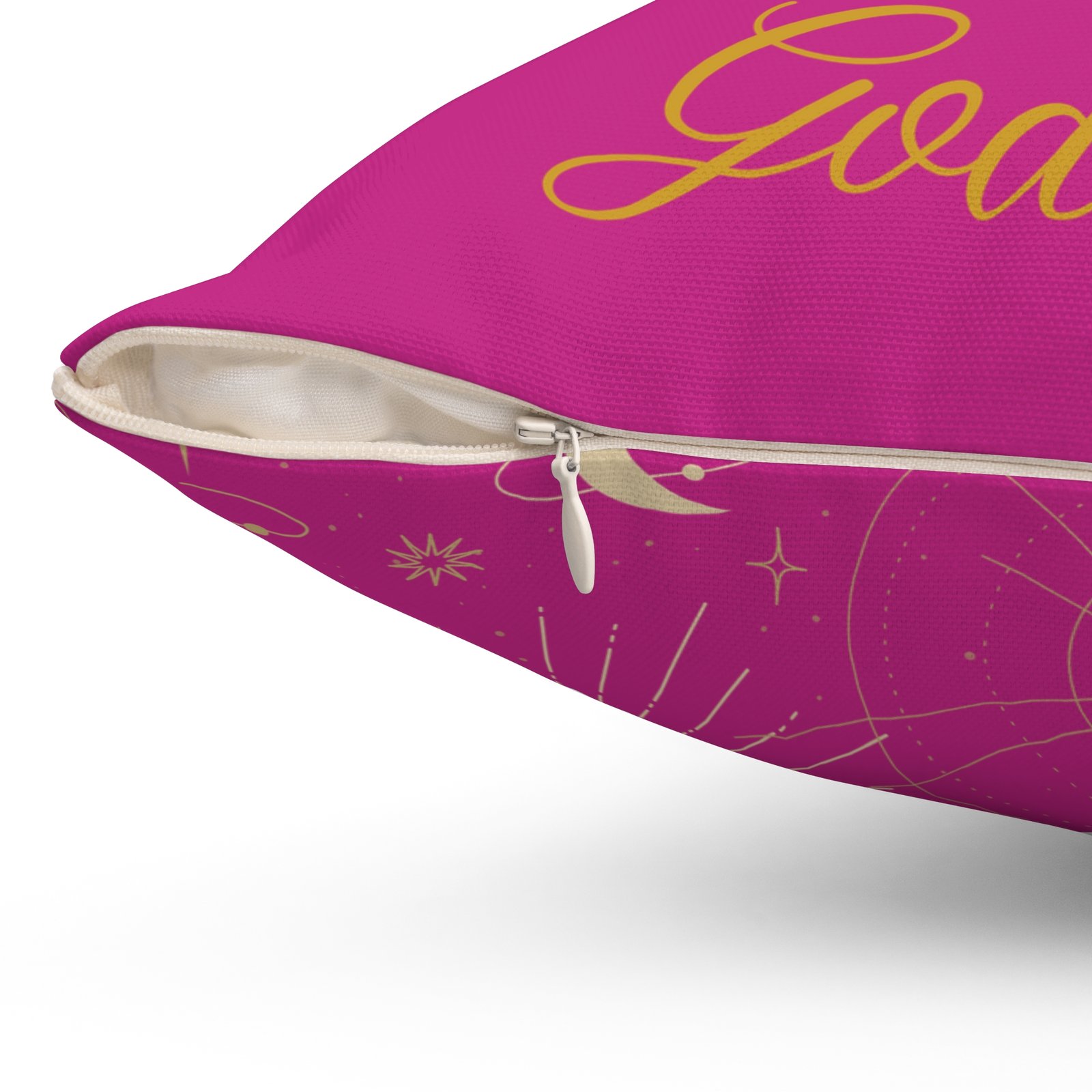 DH GODDESS in Bright Pink Spun Polyester Square Pillow - Image 3