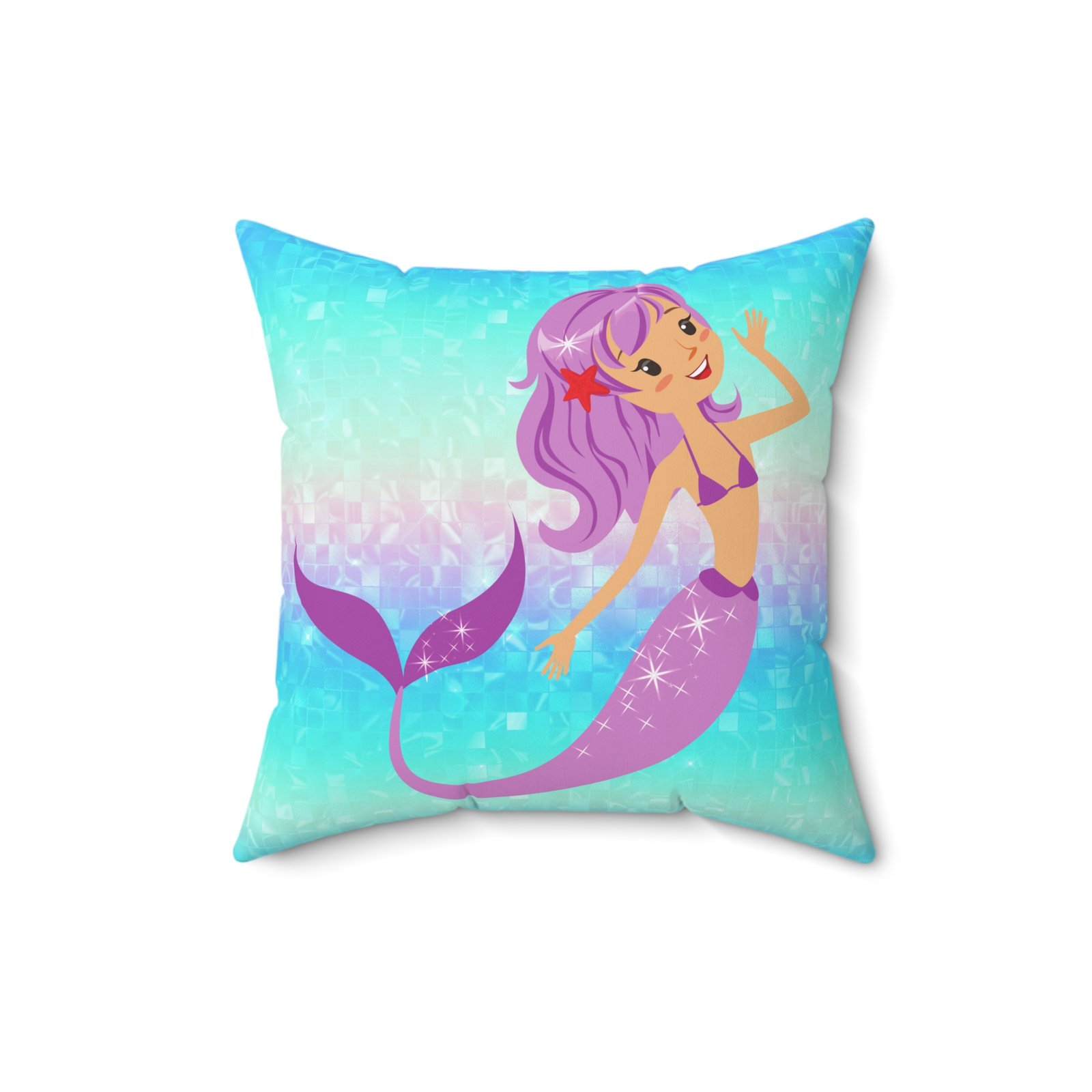 Mermaid Vibes Light Purple Tail Spun Polyester Square Pillow - Image 4