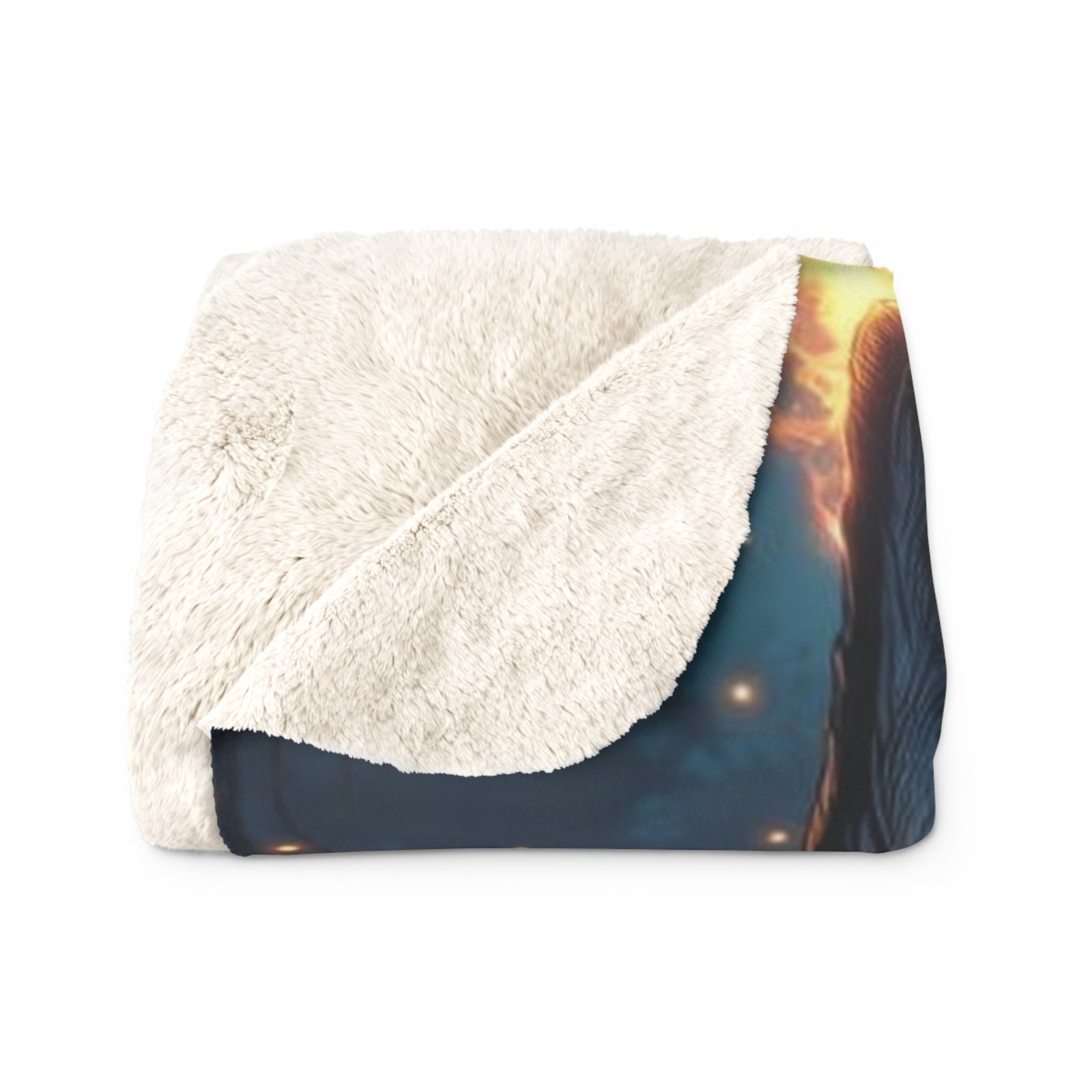 Mystic Fox Sherpa Blanket - Glowing Celestial Fox Fleece Throw - Image 2