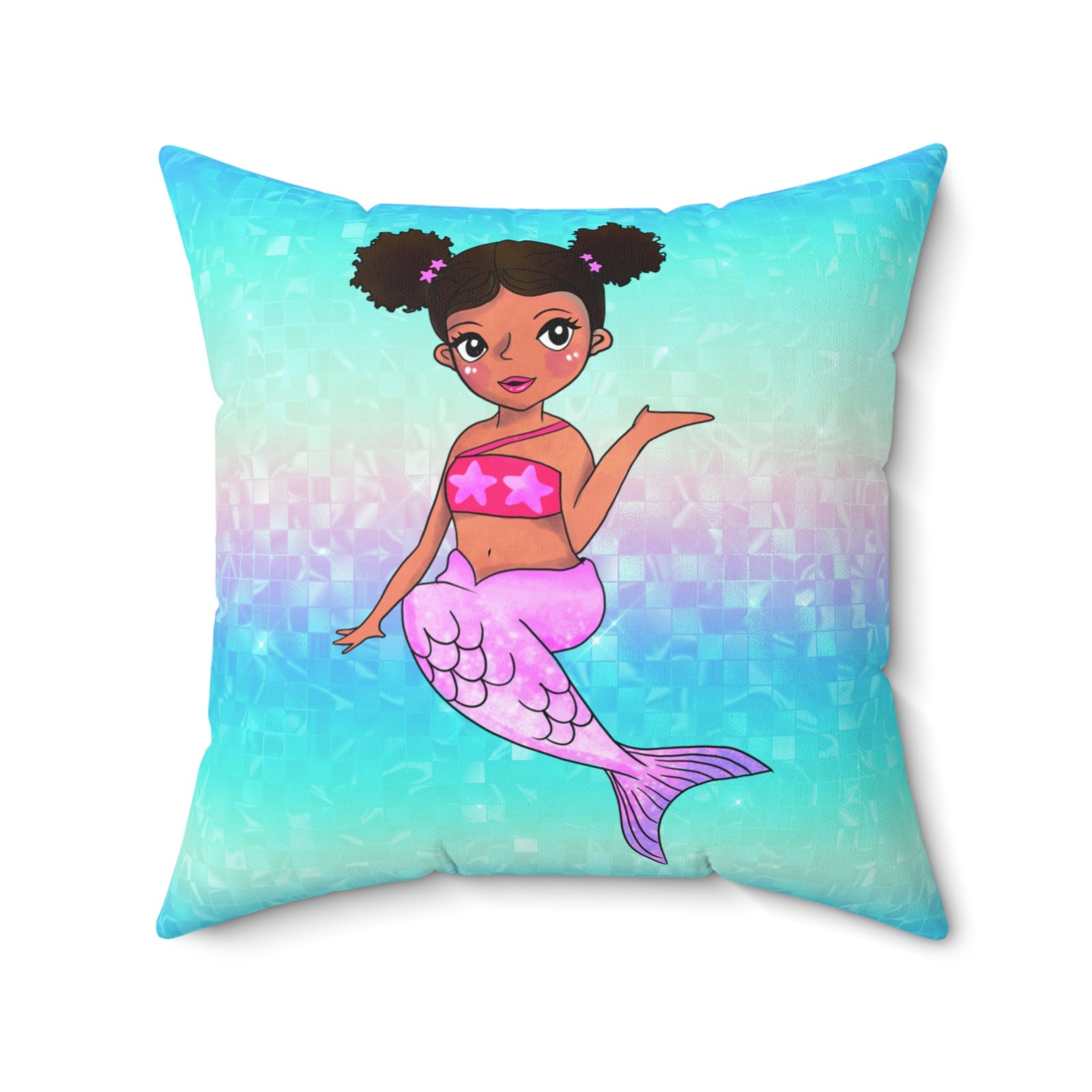 Mermaid Vibes Pink Tail Spun Polyester Square Pillow - Image 10