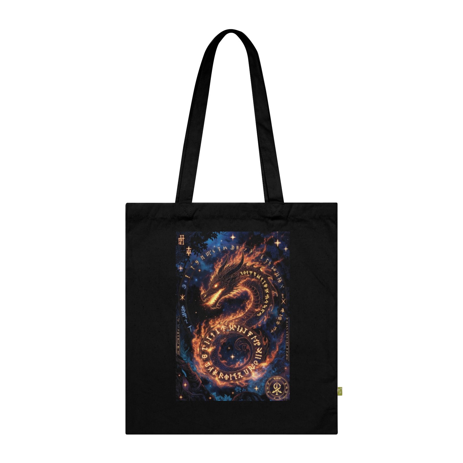 Dragon Spiral Organic Cotton Tote Bag — Celestial Fiery Design - Image 2