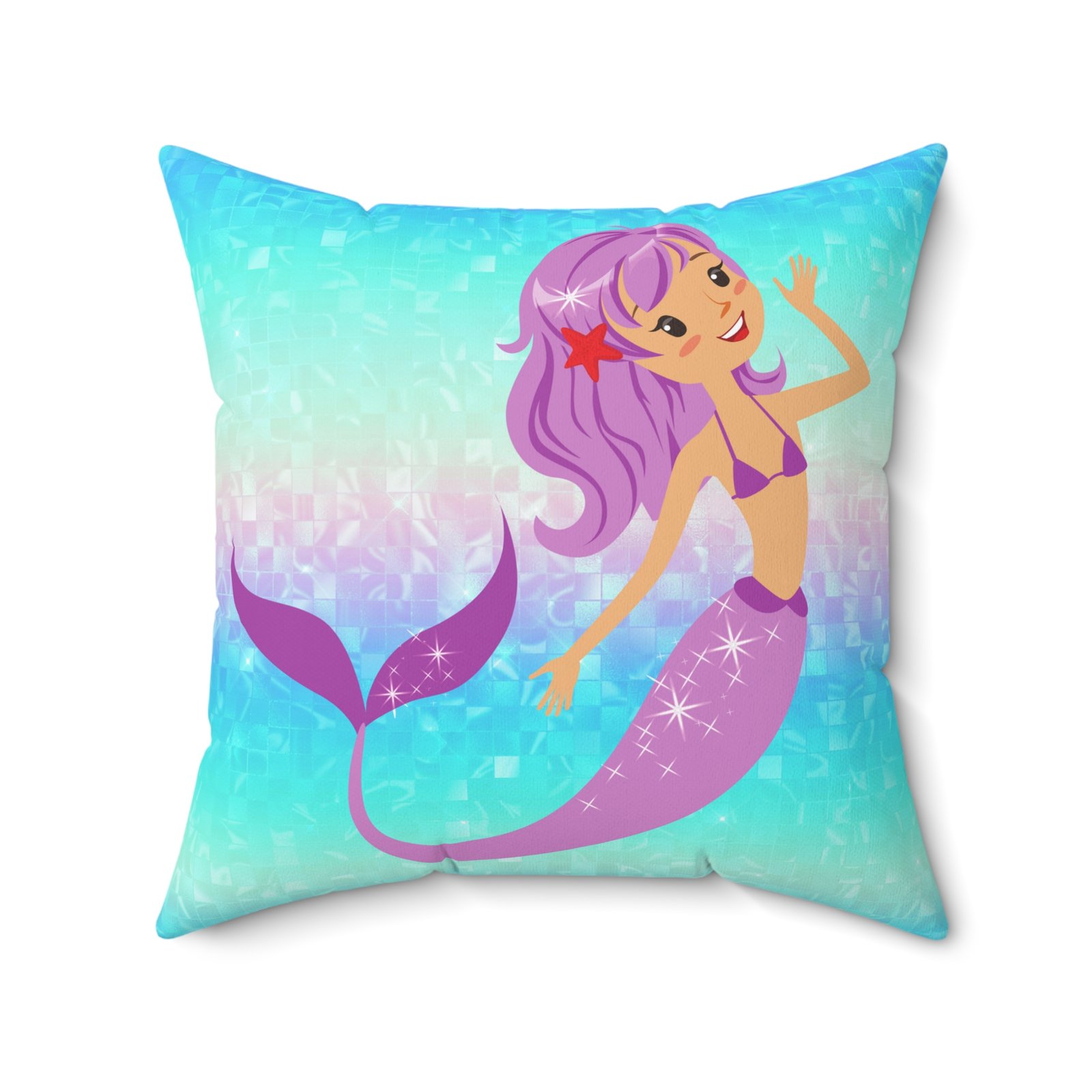 Mermaid Vibes Light Purple Tail Spun Polyester Square Pillow - Image 10