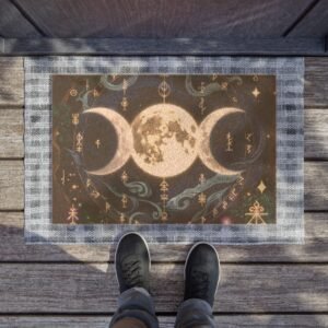 Triple Moon Welcome Doormat — Mystical Moon Phase Coir Mat
