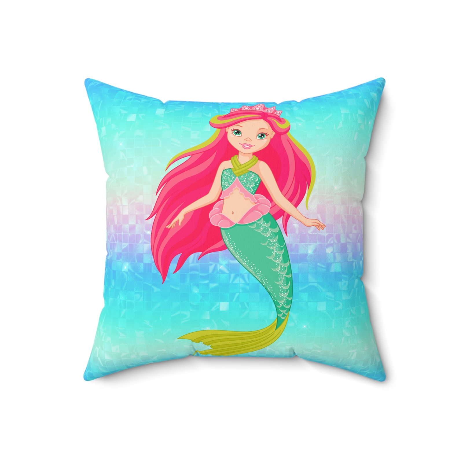Mermaid pink green Spun Polyester Square Pillow - Image 7