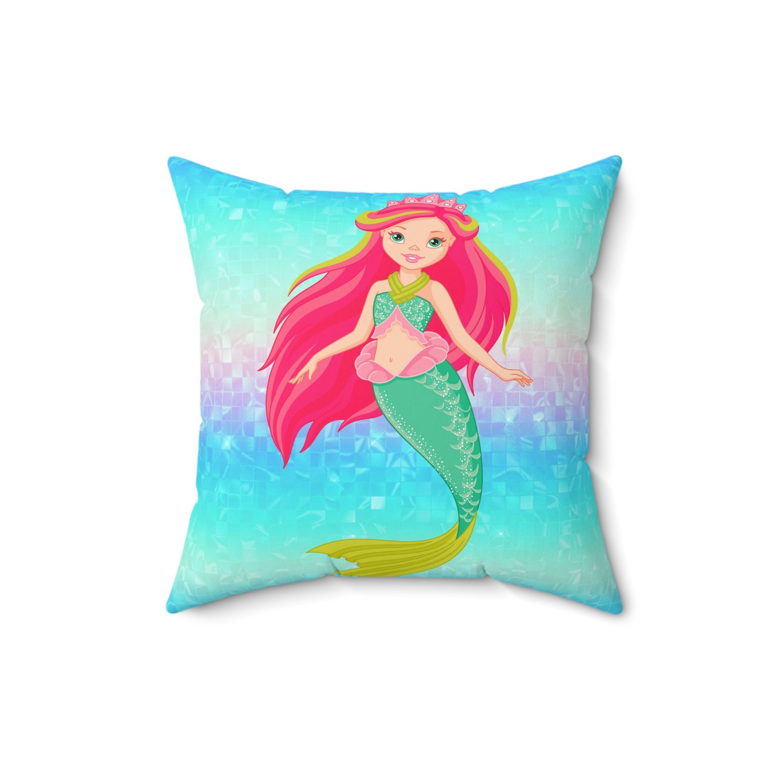 Mermaid pink green Spun Polyester Square Pillow - Image 4