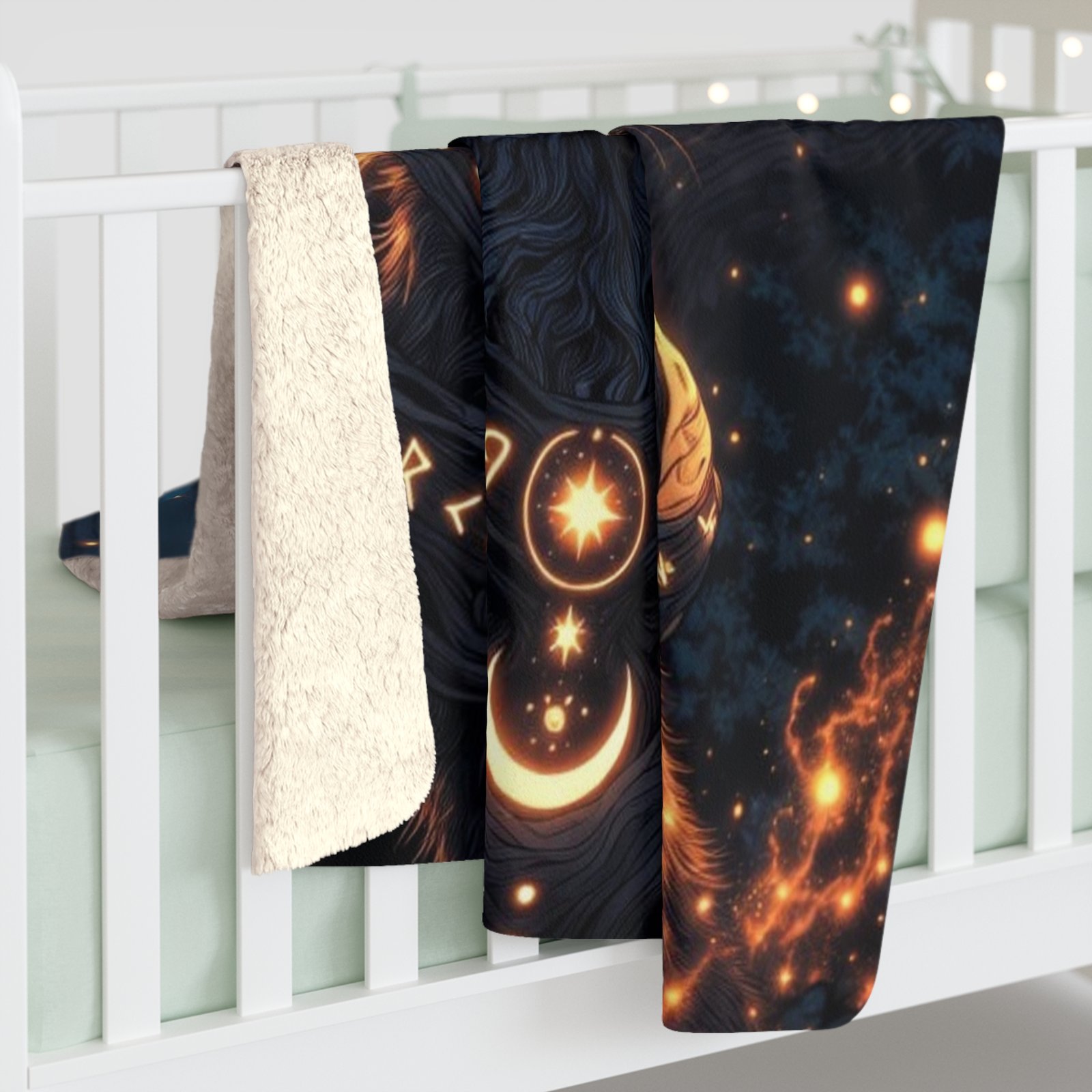 Mystic Fox Sherpa Blanket - Glowing Celestial Fox Fleece Throw - Image 4