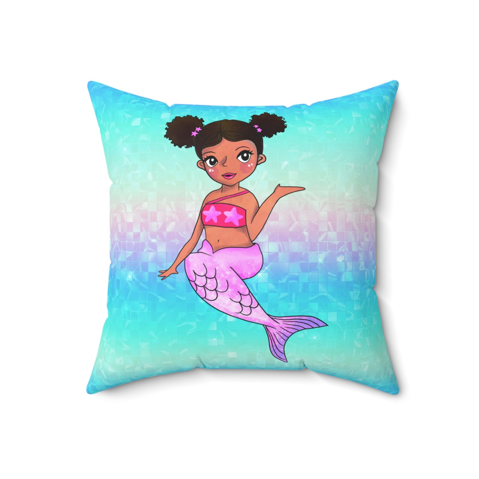 Mermaid Vibes Pink Tail Spun Polyester Square Pillow - Image 7