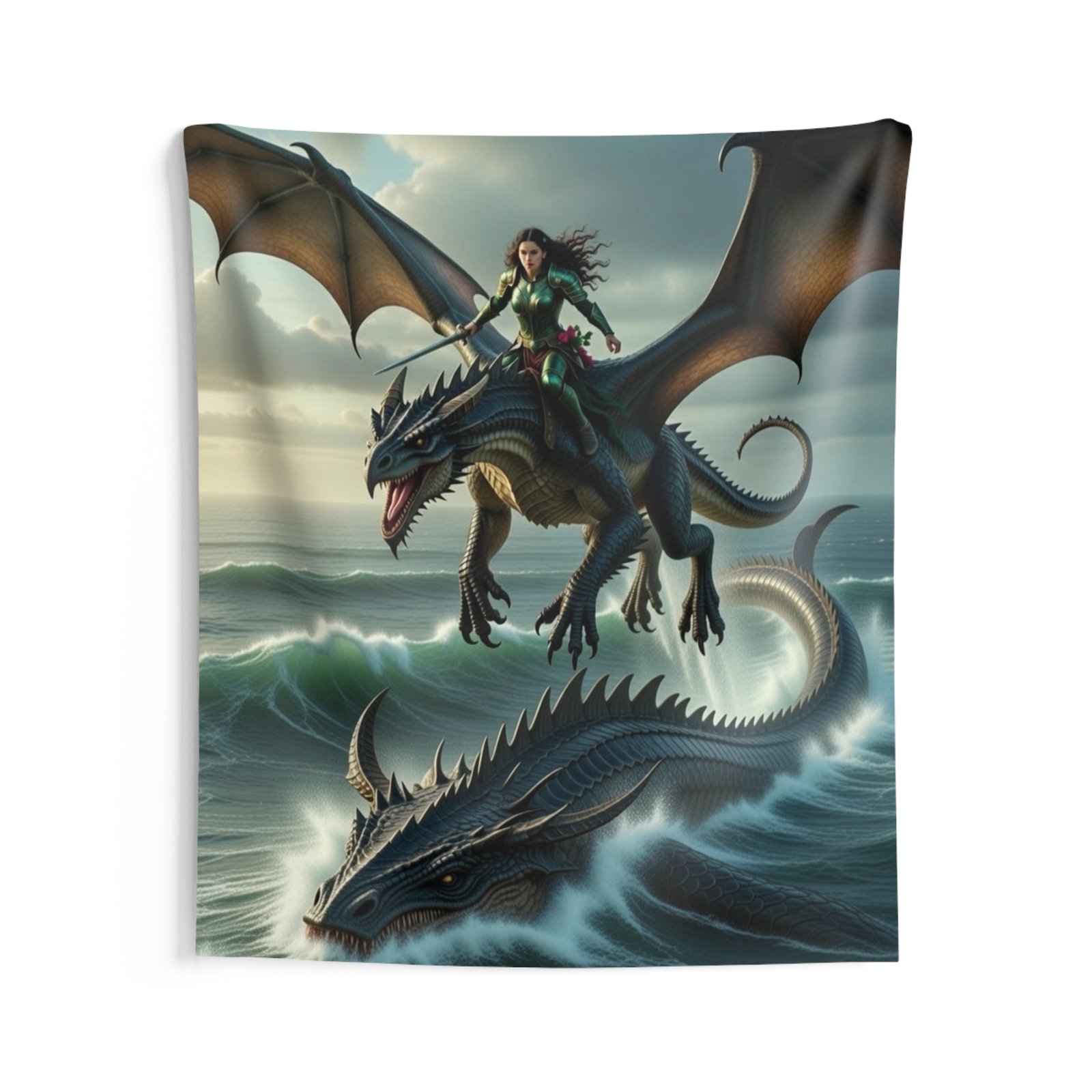 Dragon Rider Wall Tapestry — Fantasy Sea Dragon Art for Bedrooms & Gaming Rooms - Image 3