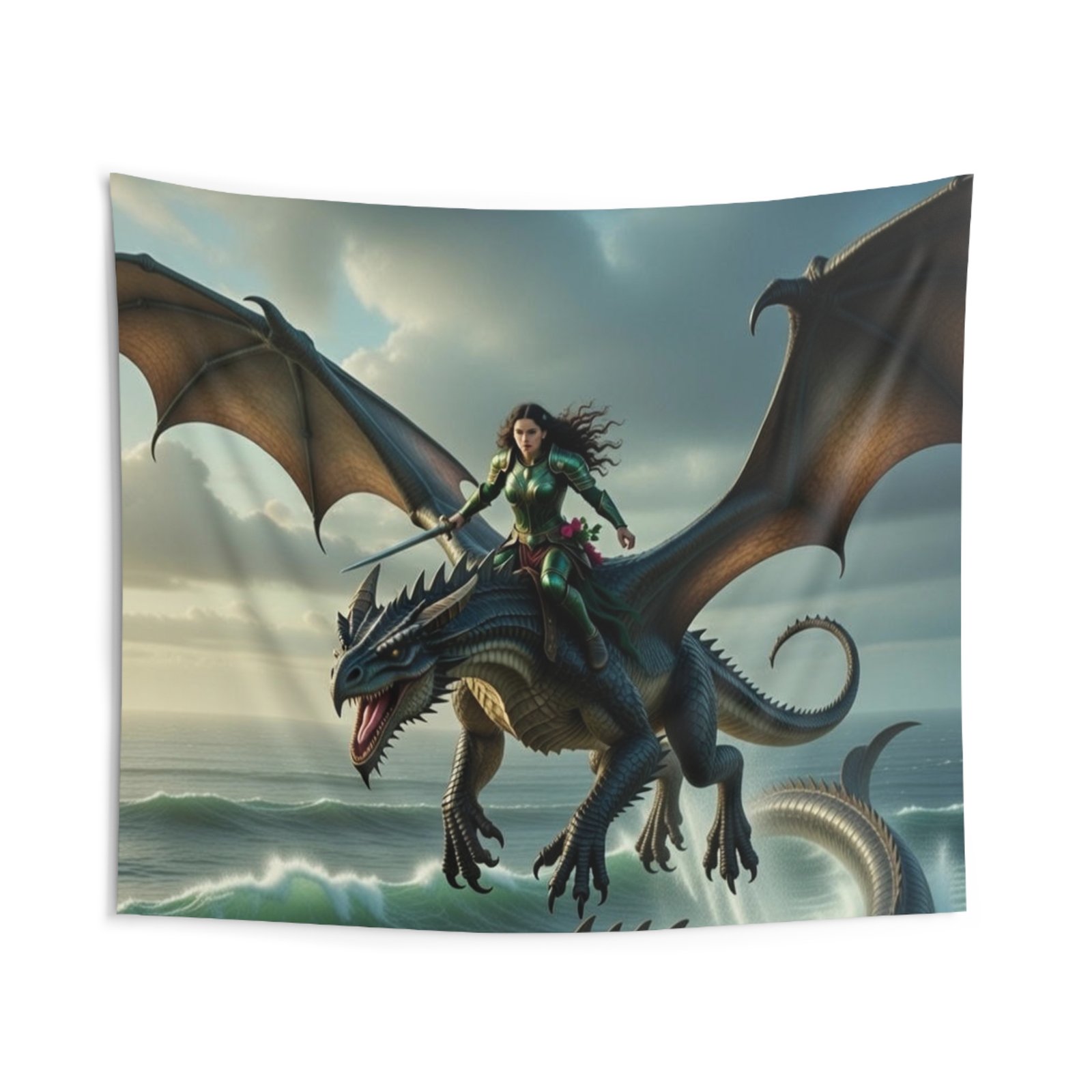 Dragon Rider Wall Tapestry — Fantasy Sea Dragon Art for Bedrooms & Gaming Rooms - Image 4