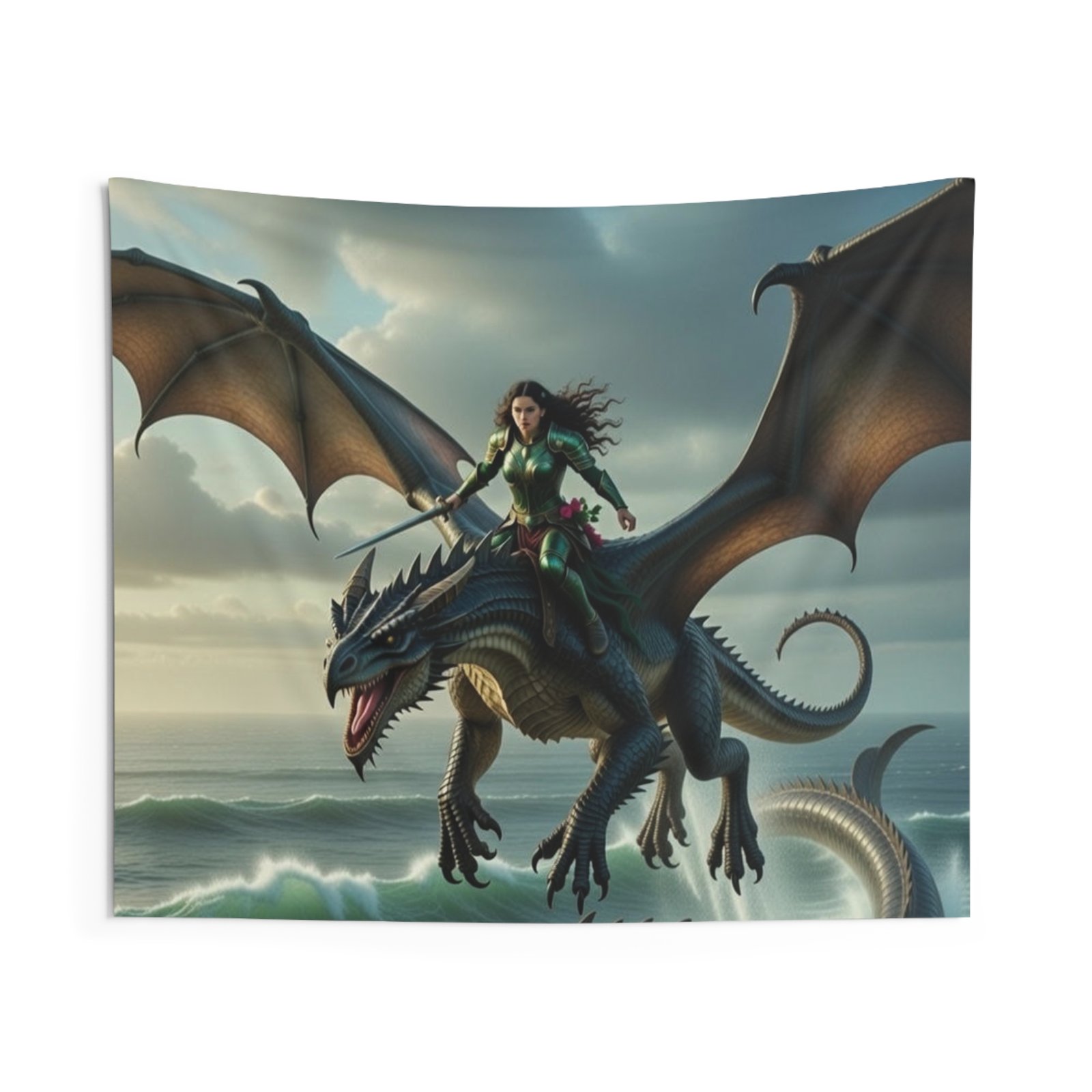 Dragon Rider Wall Tapestry — Fantasy Sea Dragon Art for Bedrooms & Gaming Rooms - Image 6
