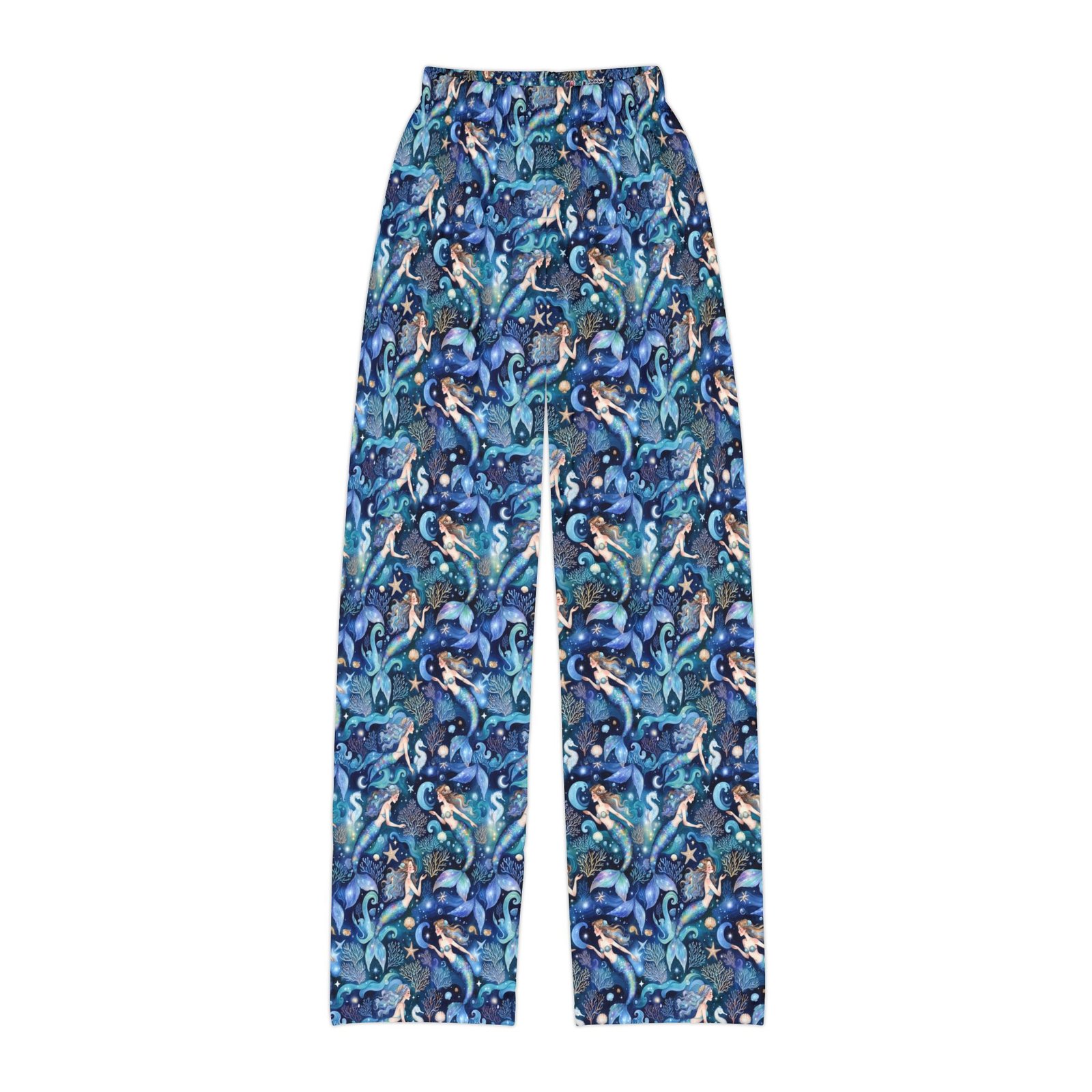 Kids Blue Ocean Wave Mermaid Lounge Pants — All-Over Print Cozy Pajama Bottoms - Image 2