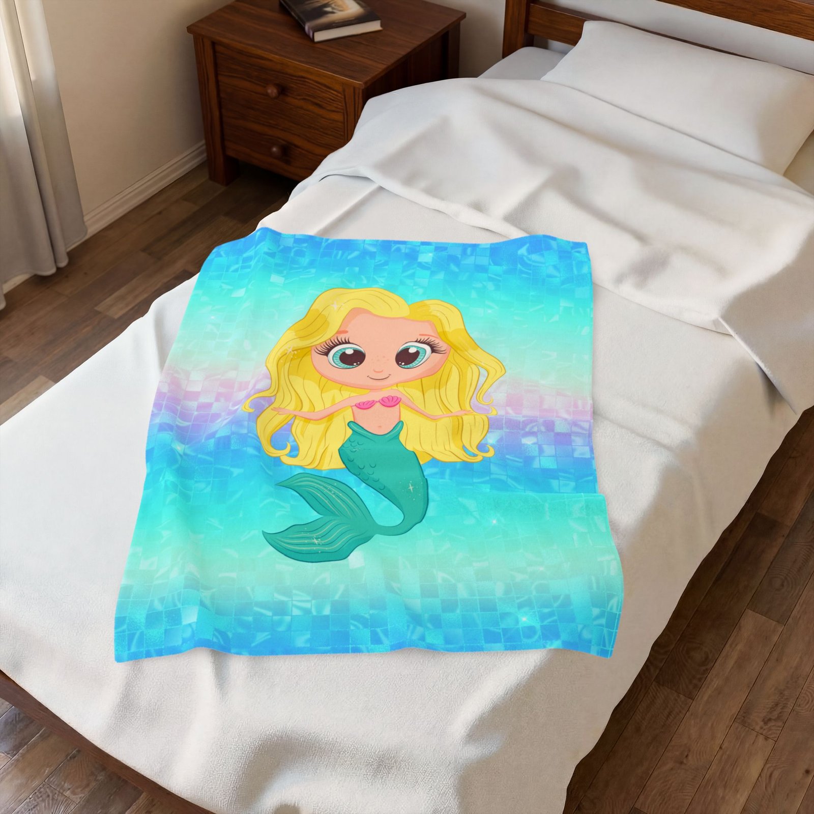 Yellow Mermaid Velveteen Plush Blanket - Image 3