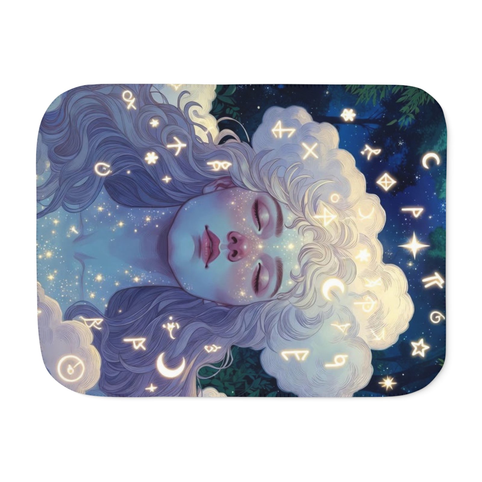 Celestial Dream Sherpa Blanket — Cozy Two‑Tone Throw with Starry Goddess Art - Image 17
