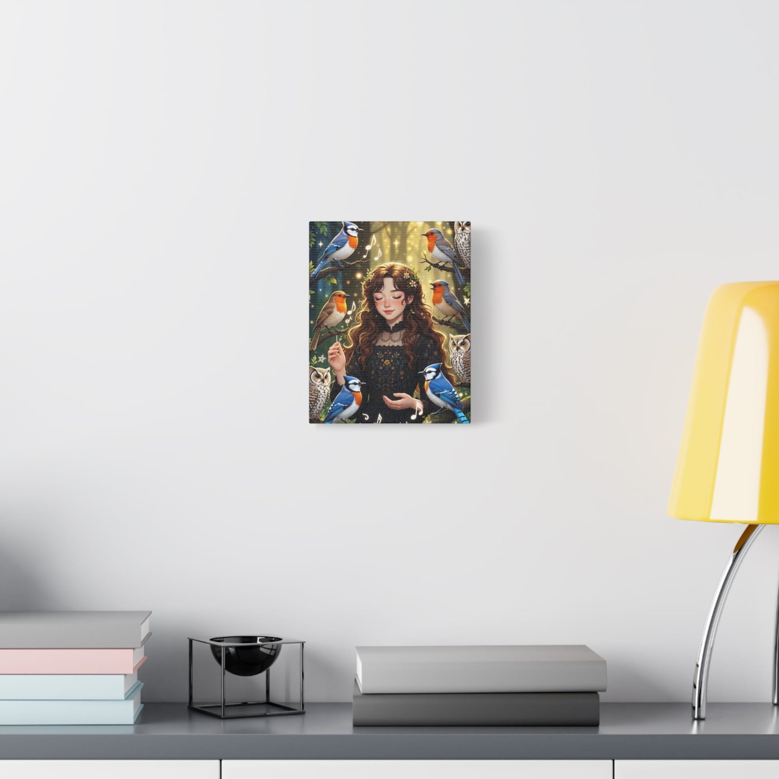 Enchanted Songbird Girl Matte Canvas Wall Art - Image 3