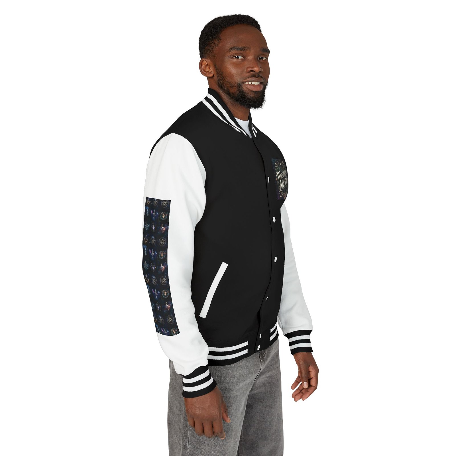 Letterman Jacket — Whispering Arcane Graphic Varsity Jacket Unisex - Image 18