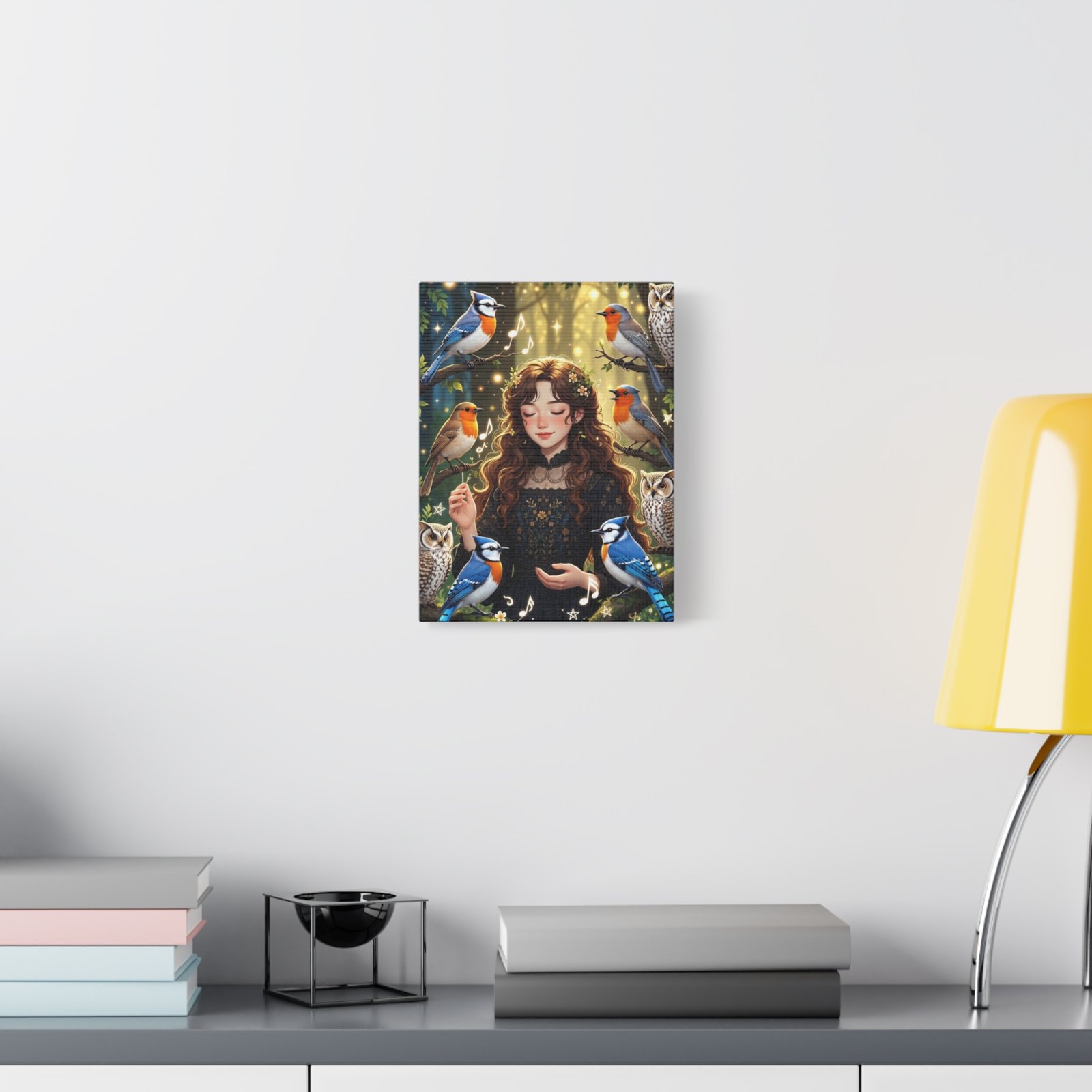 Enchanted Songbird Girl Matte Canvas Wall Art - Image 7