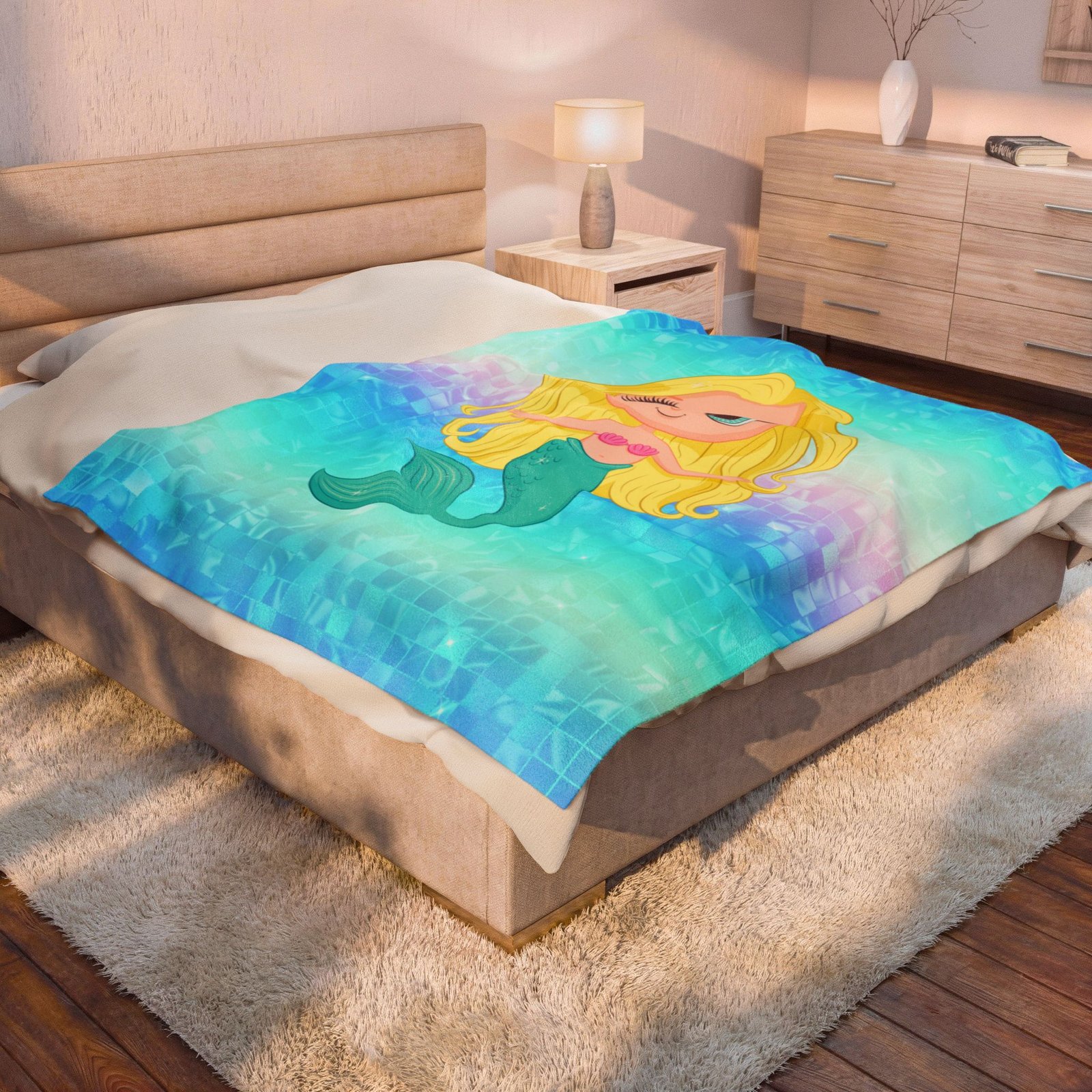 Yellow Mermaid Velveteen Plush Blanket - Image 12