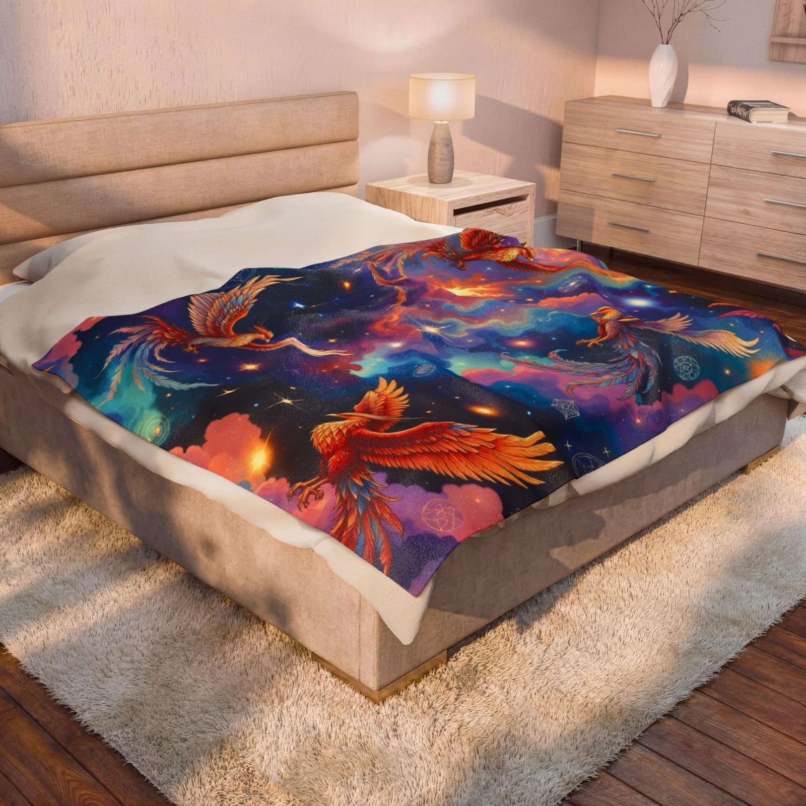 Phoenix Galaxy Velveteen Plush Blanket — Soft Cozy Starry Throw - Image 8