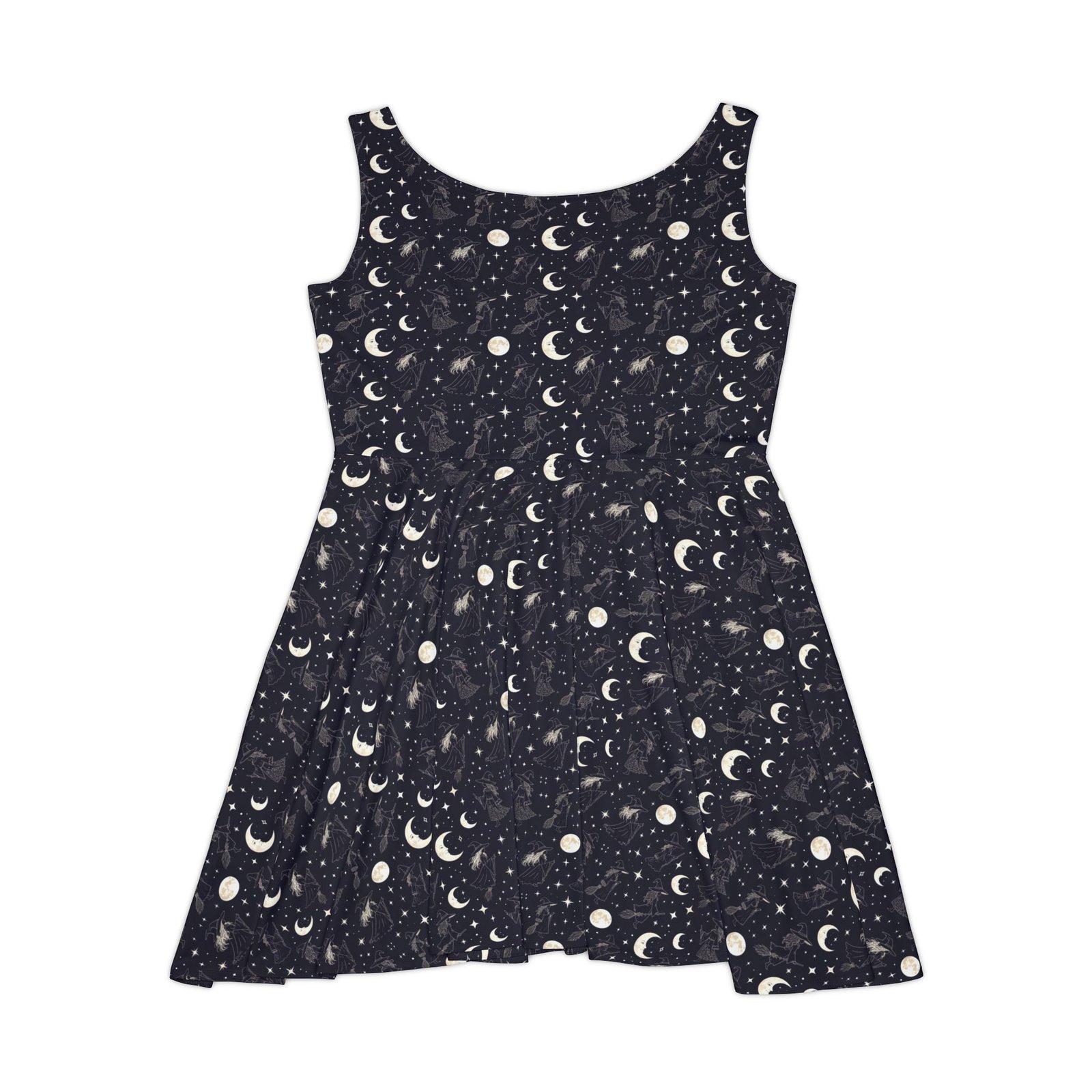 Celestial Moon & Stars Skater Dress — Night Sky Print - Image 3