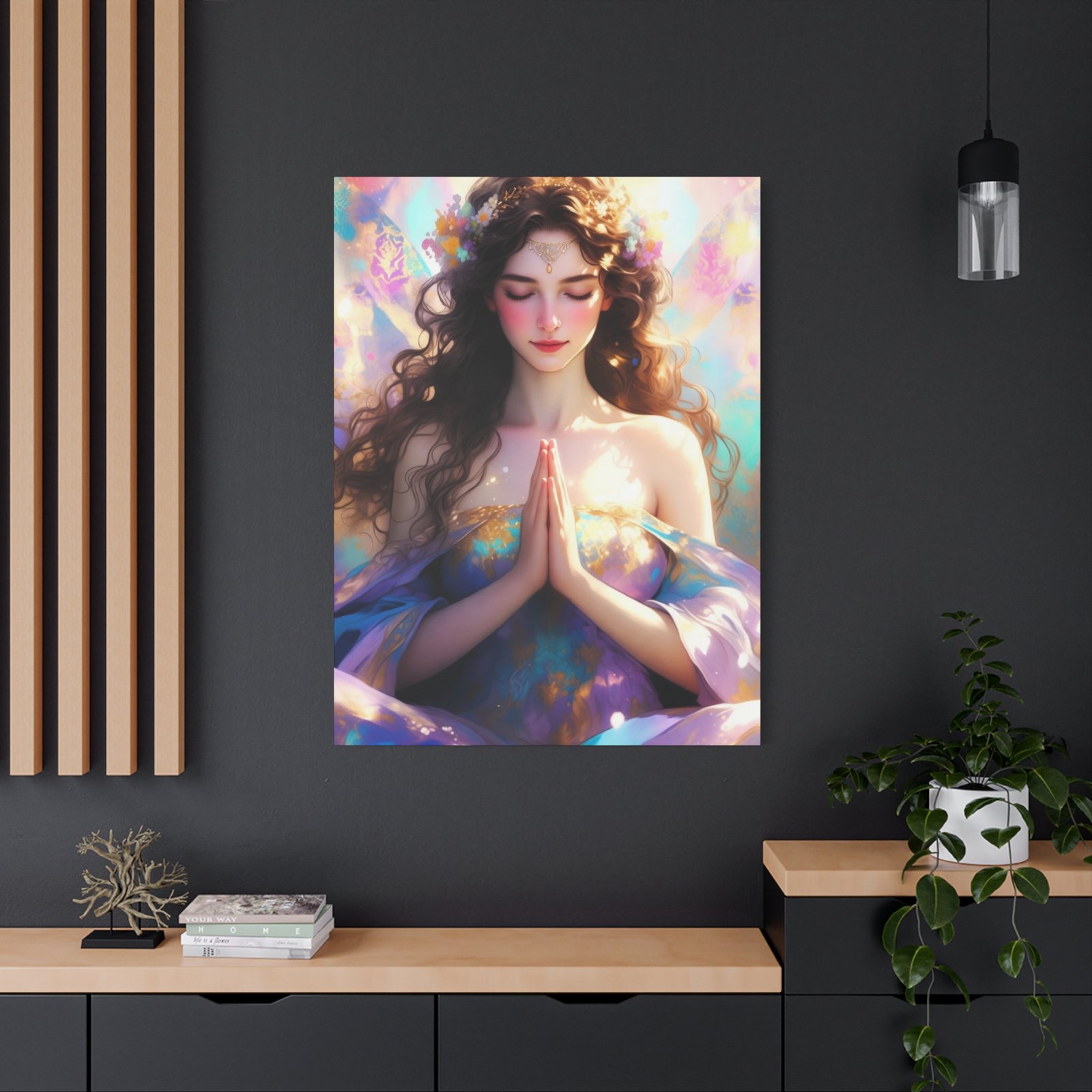 Meditative Goddess Canvas Art — Serene Prayer Woman Matte Stretched Print - Image 12
