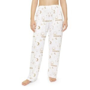 Goddess Moon Women's Pajama Pants — Gold Celestial Sleep Lounge Pants