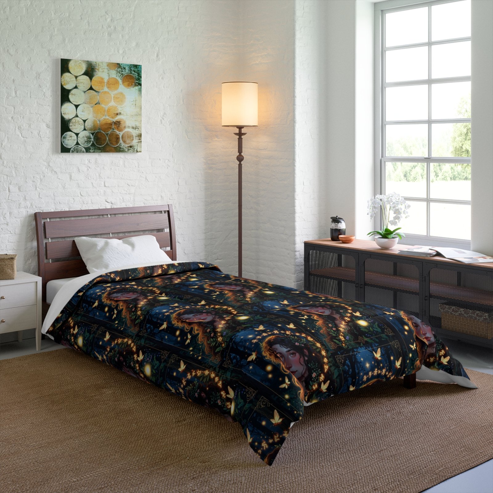 Starry Portrait Comforter — Vintage Halo Portrait Bedspread - Image 4