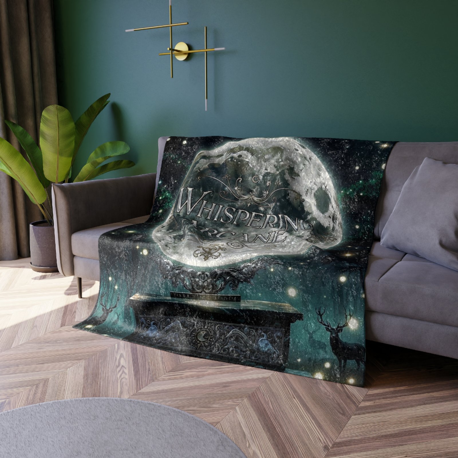 Crushed Velvet Blanket — Whispering Arcane Moon Gothic Throw for Mystical Home Décor - Image 4