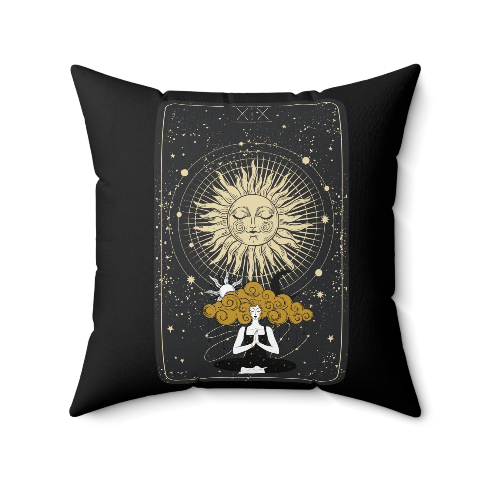 SUN GODDESS Tarot Card Black Spun Polyester Square Pillow - Image 10