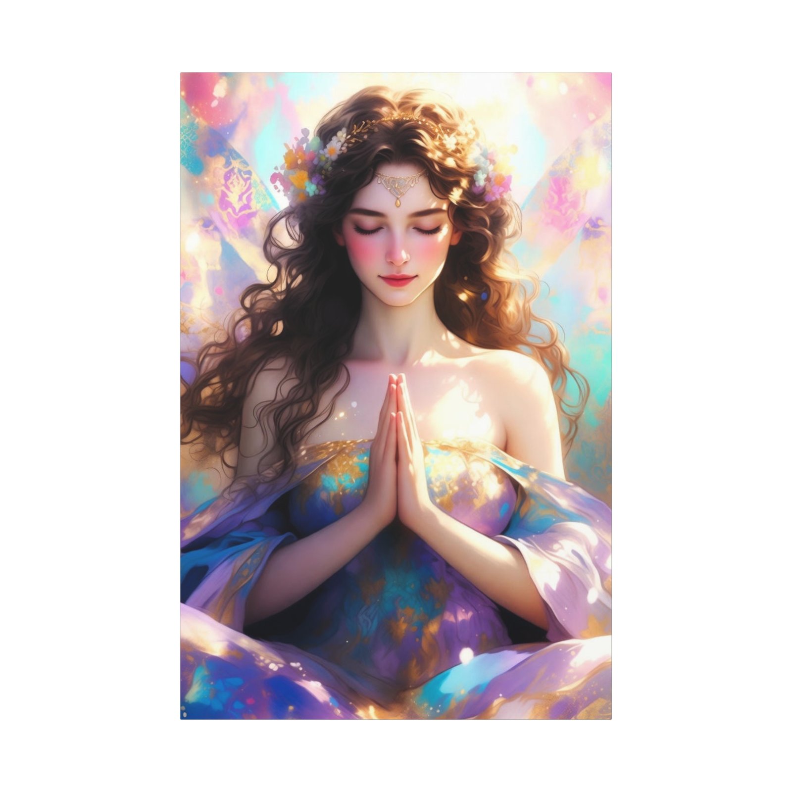 Meditative Goddess Canvas Art — Serene Prayer Woman Matte Stretched Print - Image 13