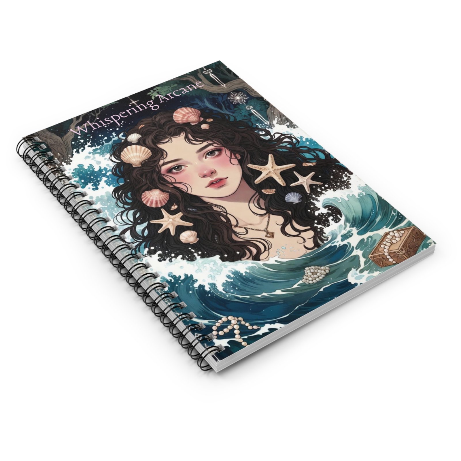 Mermaid Seashell Spiral Notebook — Ruled Journal with 'Whispering Arcane' Art - Image 3
