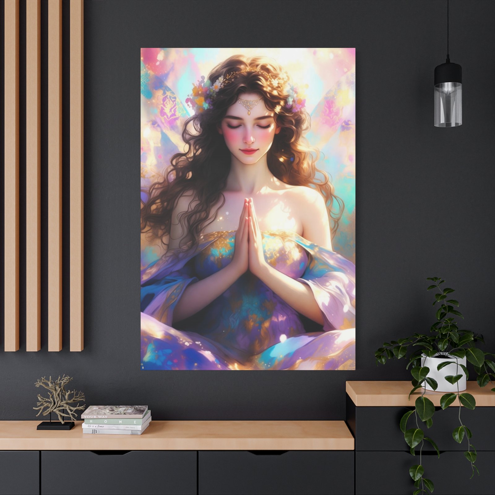 Meditative Goddess Canvas Art — Serene Prayer Woman Matte Stretched Print - Image 16