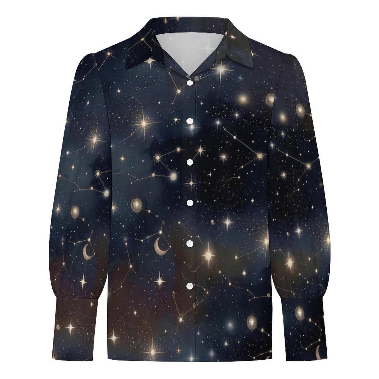 Starry Night Sky Long Sleeve Lantern Sleeve Shirt - Image 2