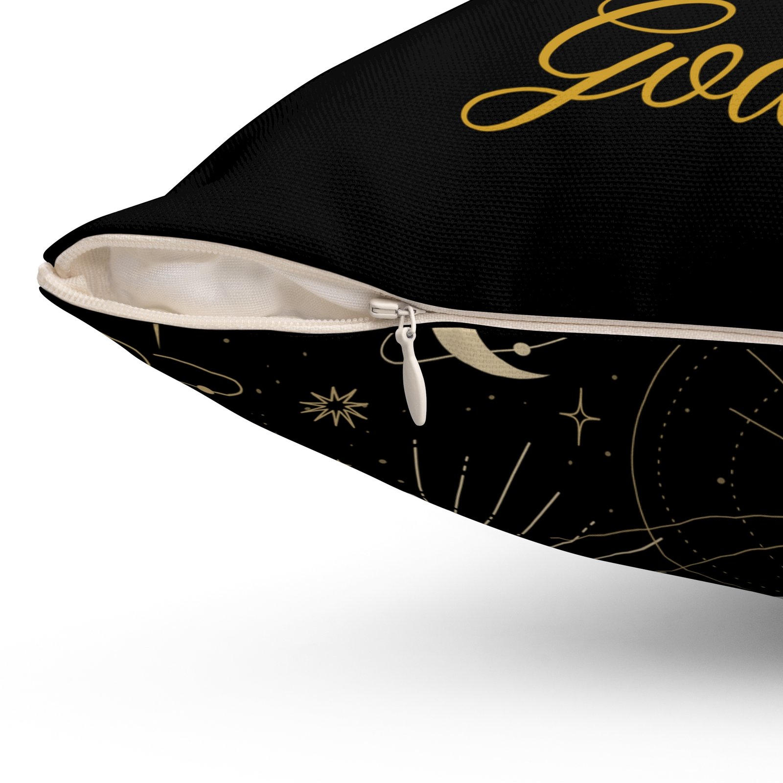 GODDESS in Black Spun Polyester Square Pillow - Image 12