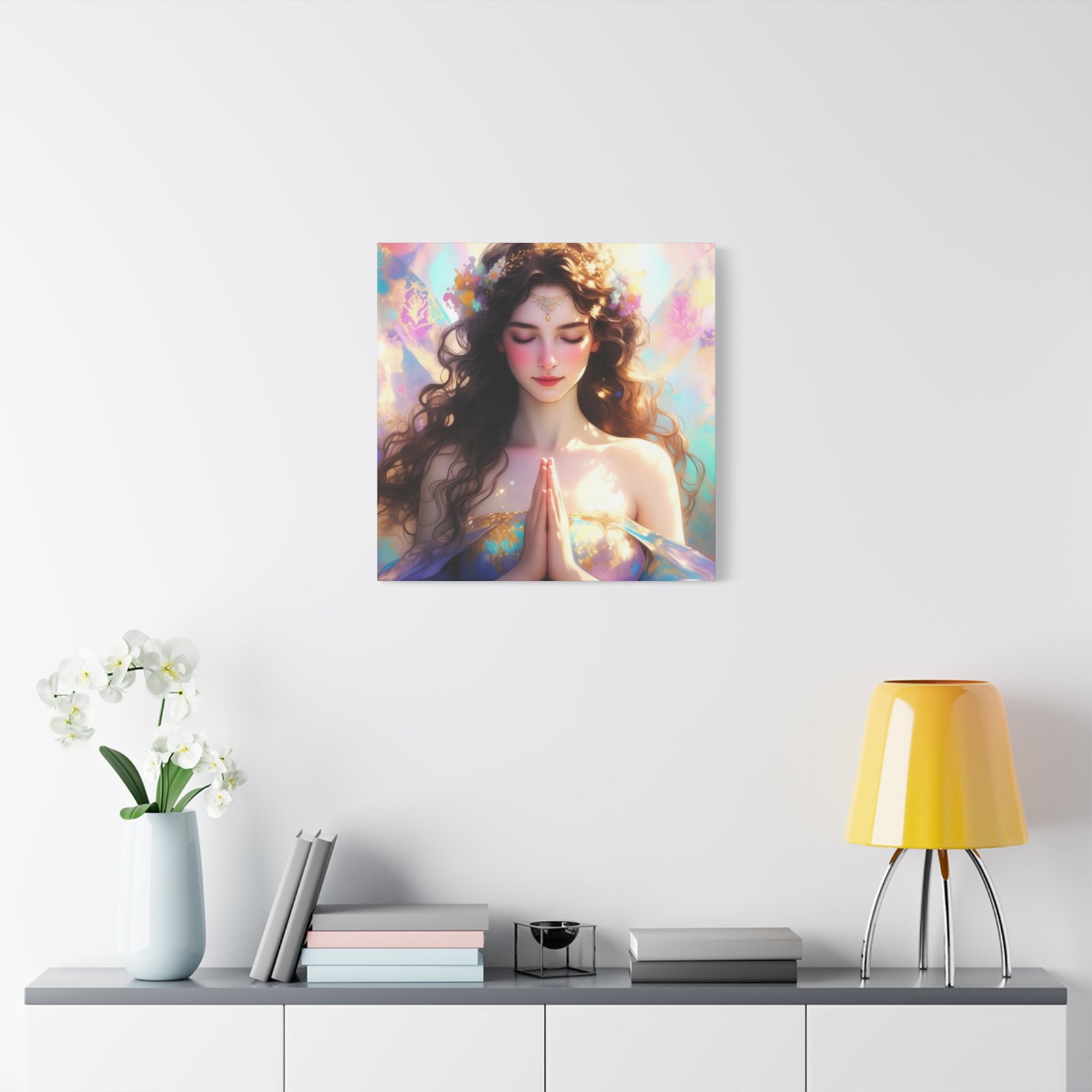 Meditative Goddess Canvas Art — Serene Prayer Woman Matte Stretched Print - Image 23