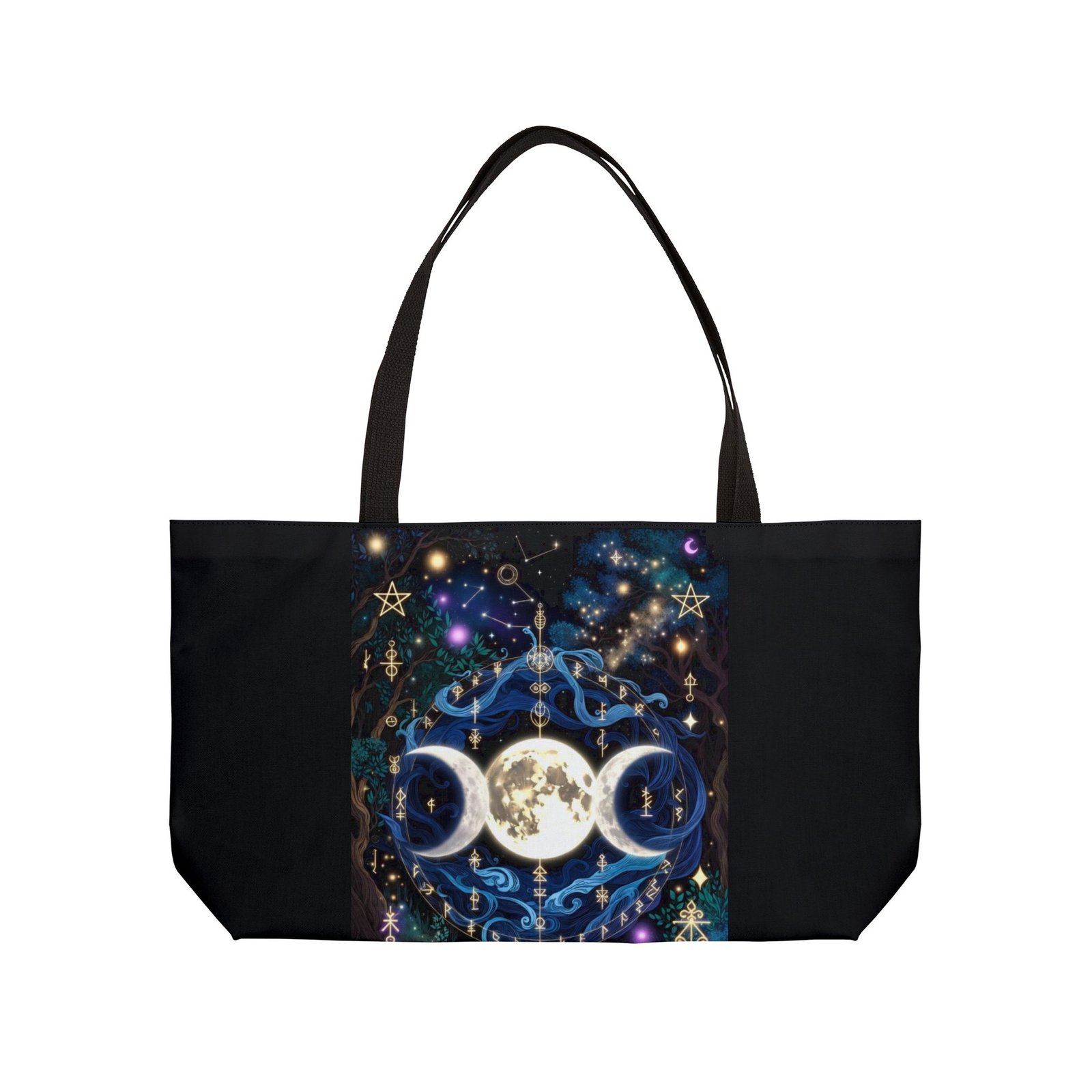 Triple Moon Tote Bag — Mystical Celestial Weekender Tote - Image 3