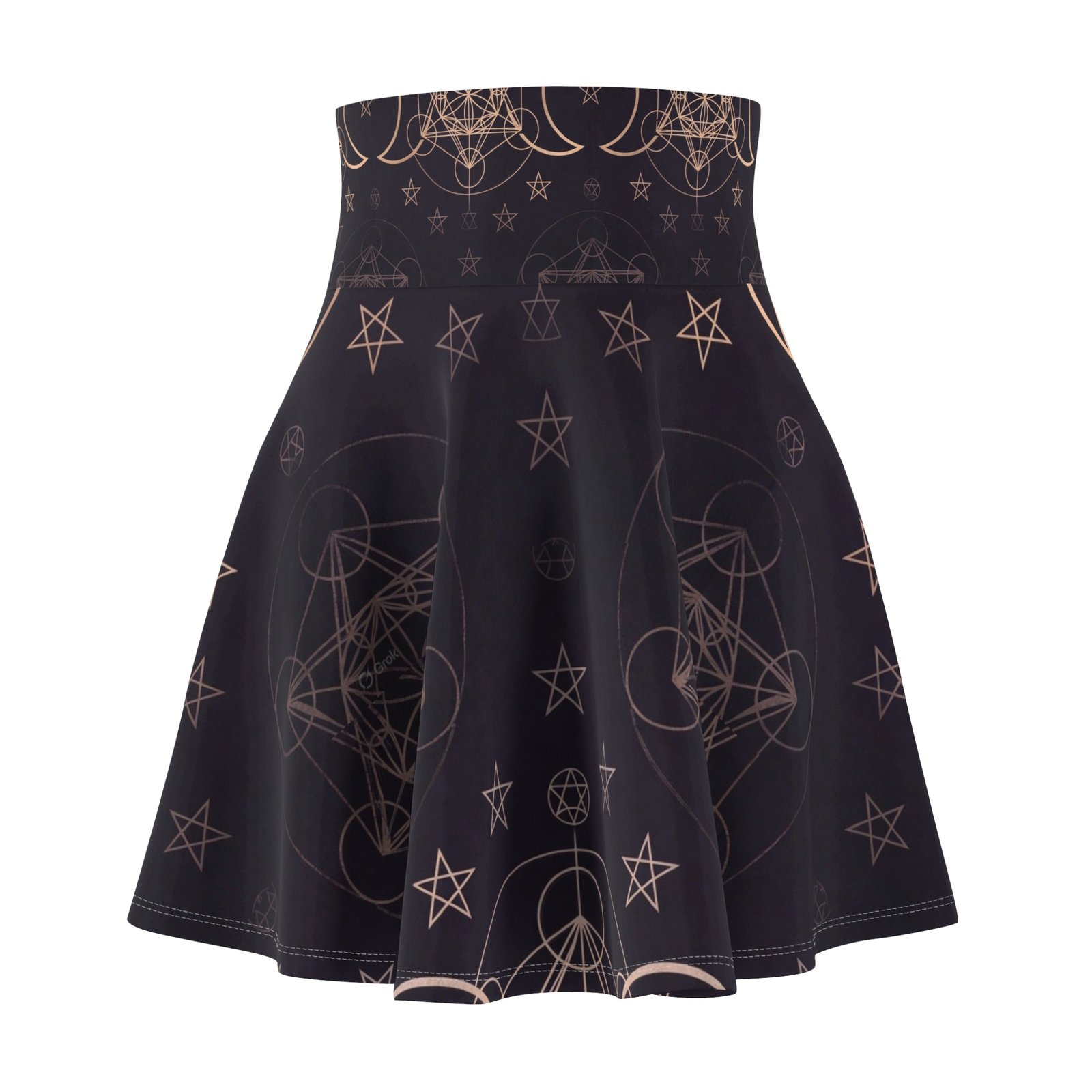 Mystic Moon Skater Skirt — Celestial Crescent & Sacred Geometry Print - Image 2