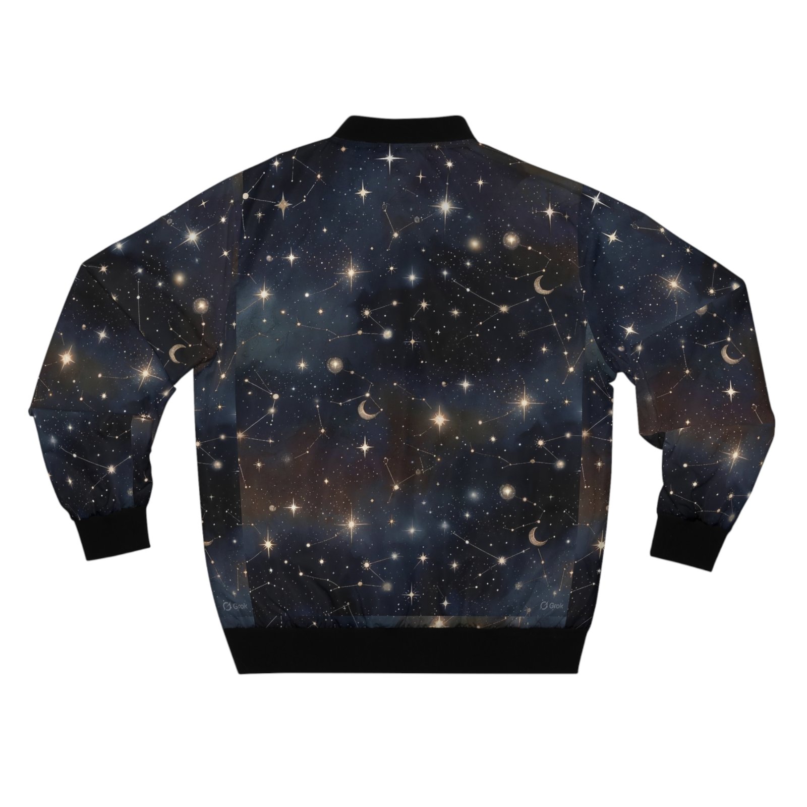Starry Night Sky Bomber Jacket – Crescent Moon & Stars All-Over Print - Image 3