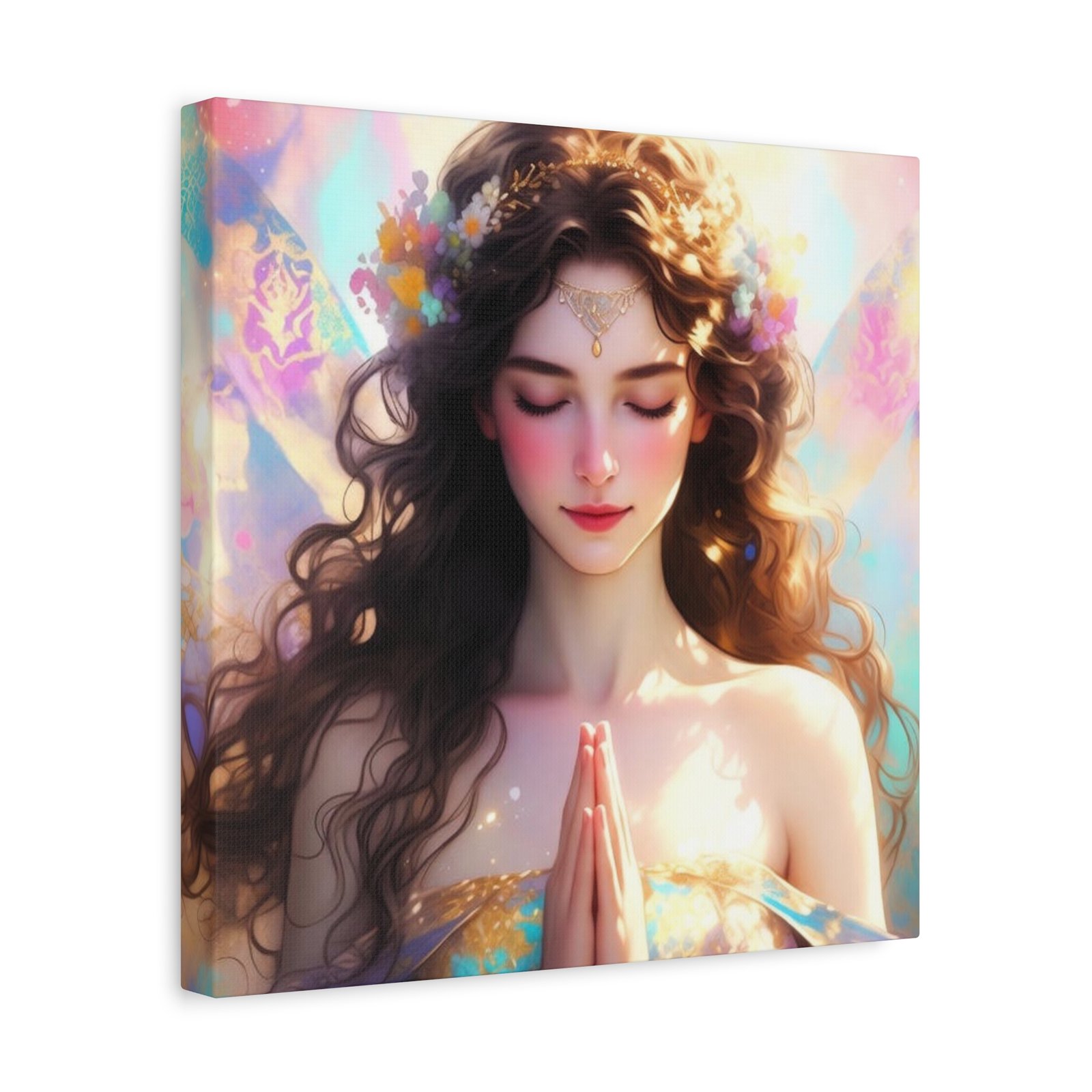 Meditative Goddess Canvas Art — Serene Prayer Woman Matte Stretched Print - Image 18