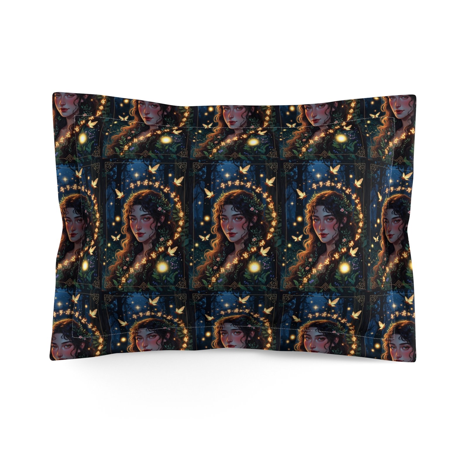 Mystic Garden Pillow Sham – Ethereal Woman Portrait Decorative Pillowcase - Image 2