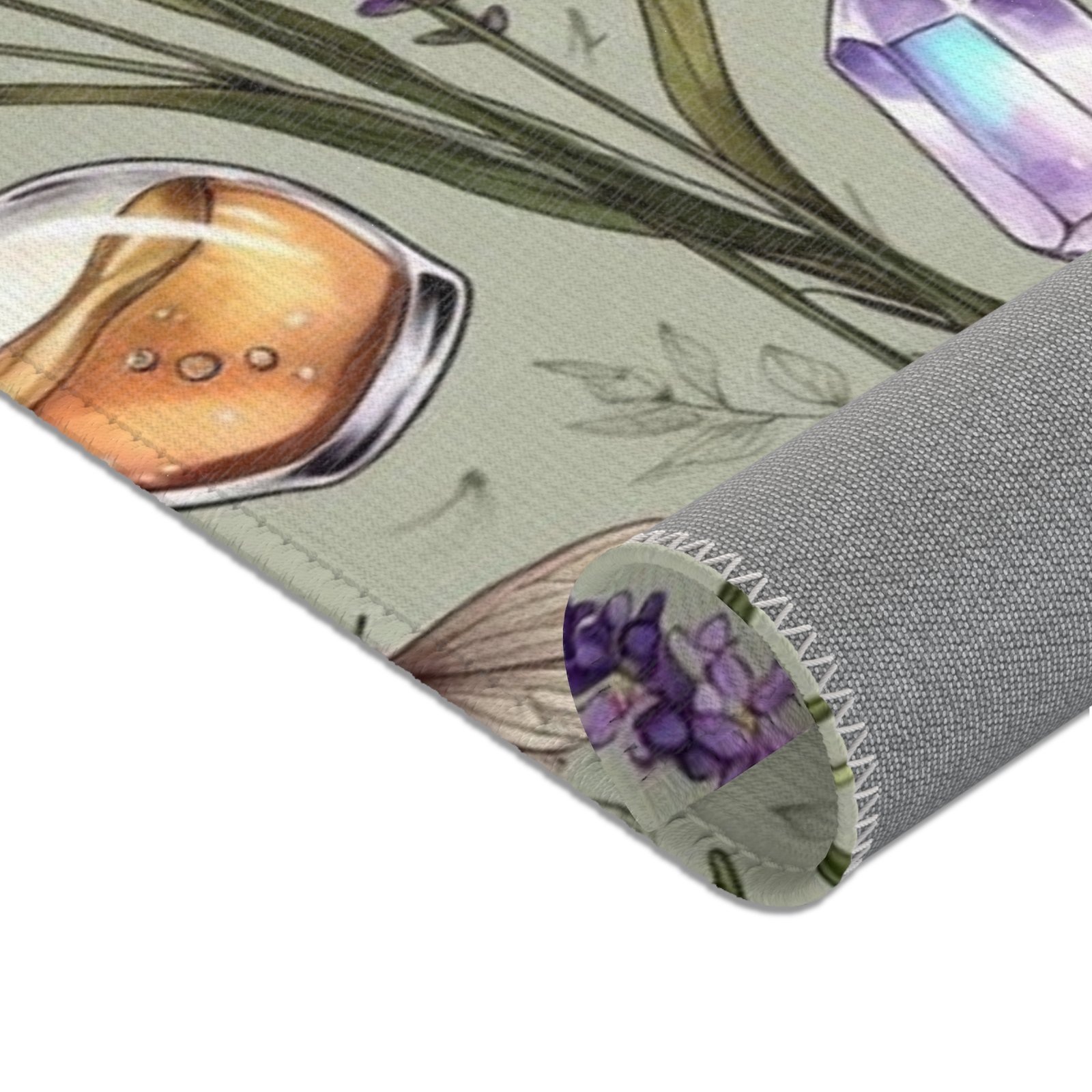Lavender Apothecary Area Rug — Botanical Herbs, Moths & Crystal Potion Design - Image 6