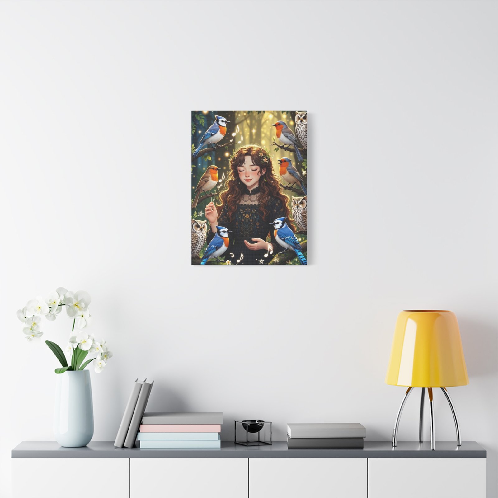Enchanted Songbird Girl Matte Canvas Wall Art - Image 27