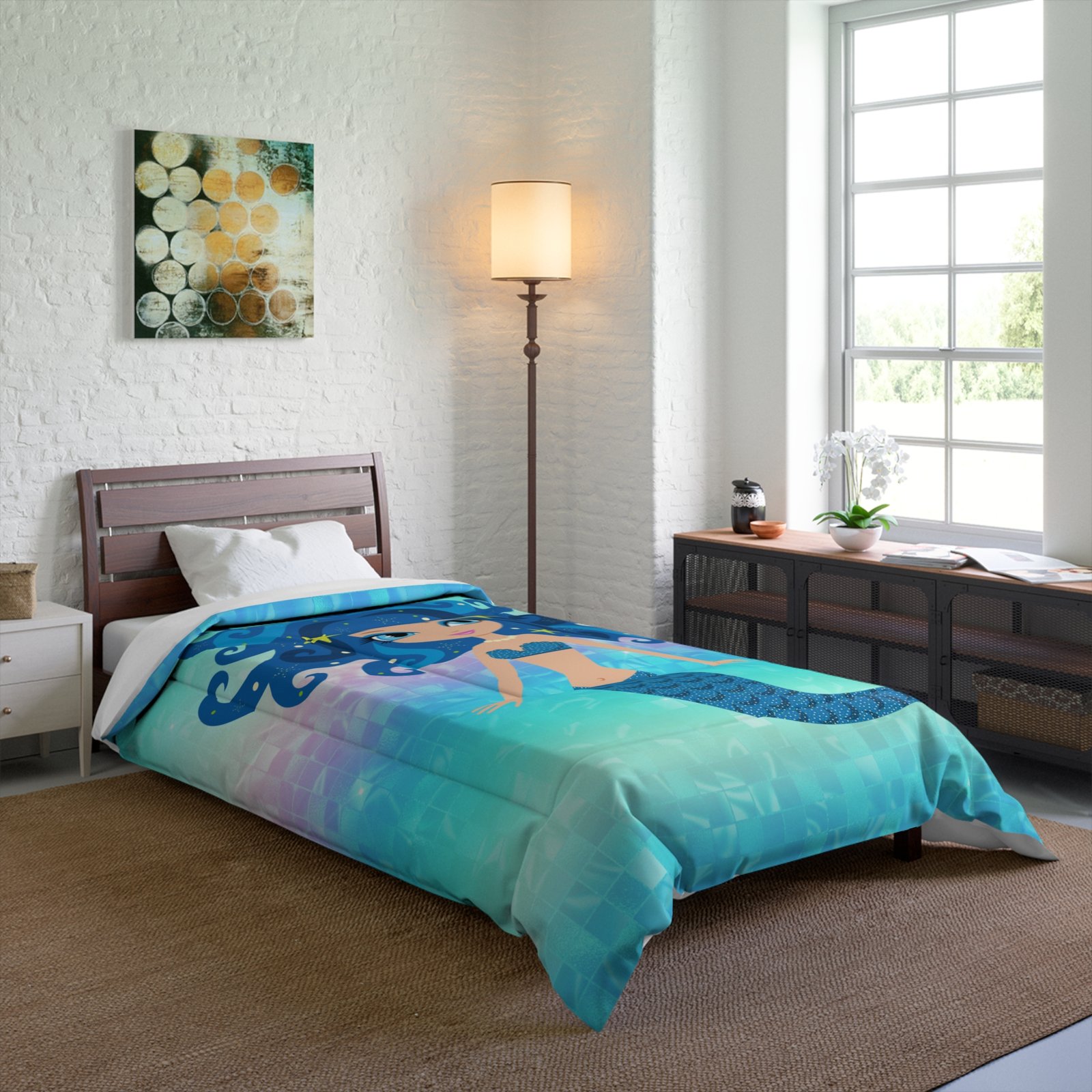 Mermaid Blue Hair Comforter - Image 2